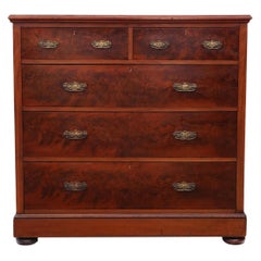 Antique Large Victorian circa 1900 Flame Mahogany Chest of Drawers