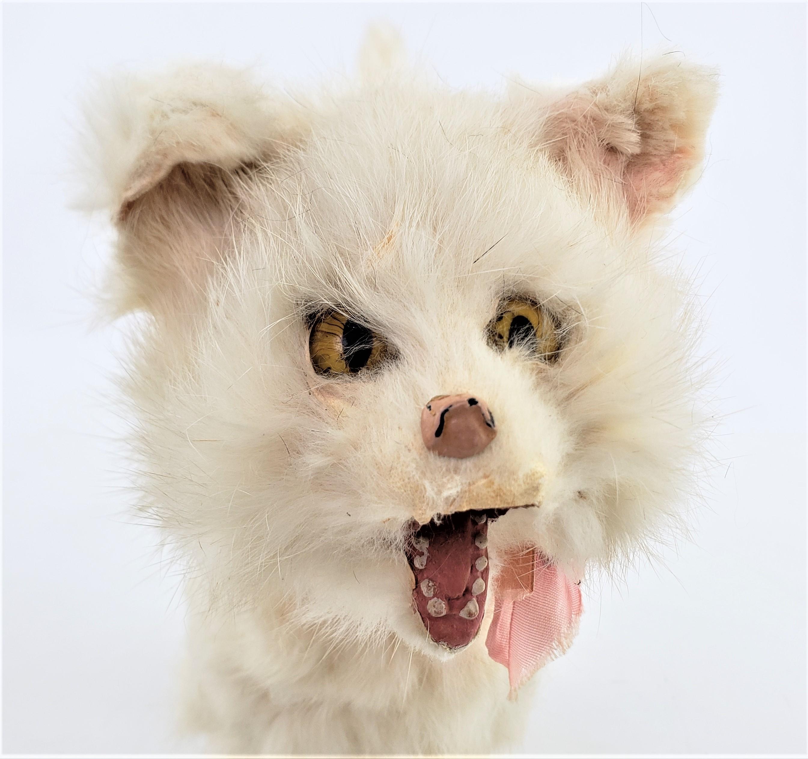Antique Large Victorian Key Wind Mechanical Scary White Cat Toy, As Found For Sale 3