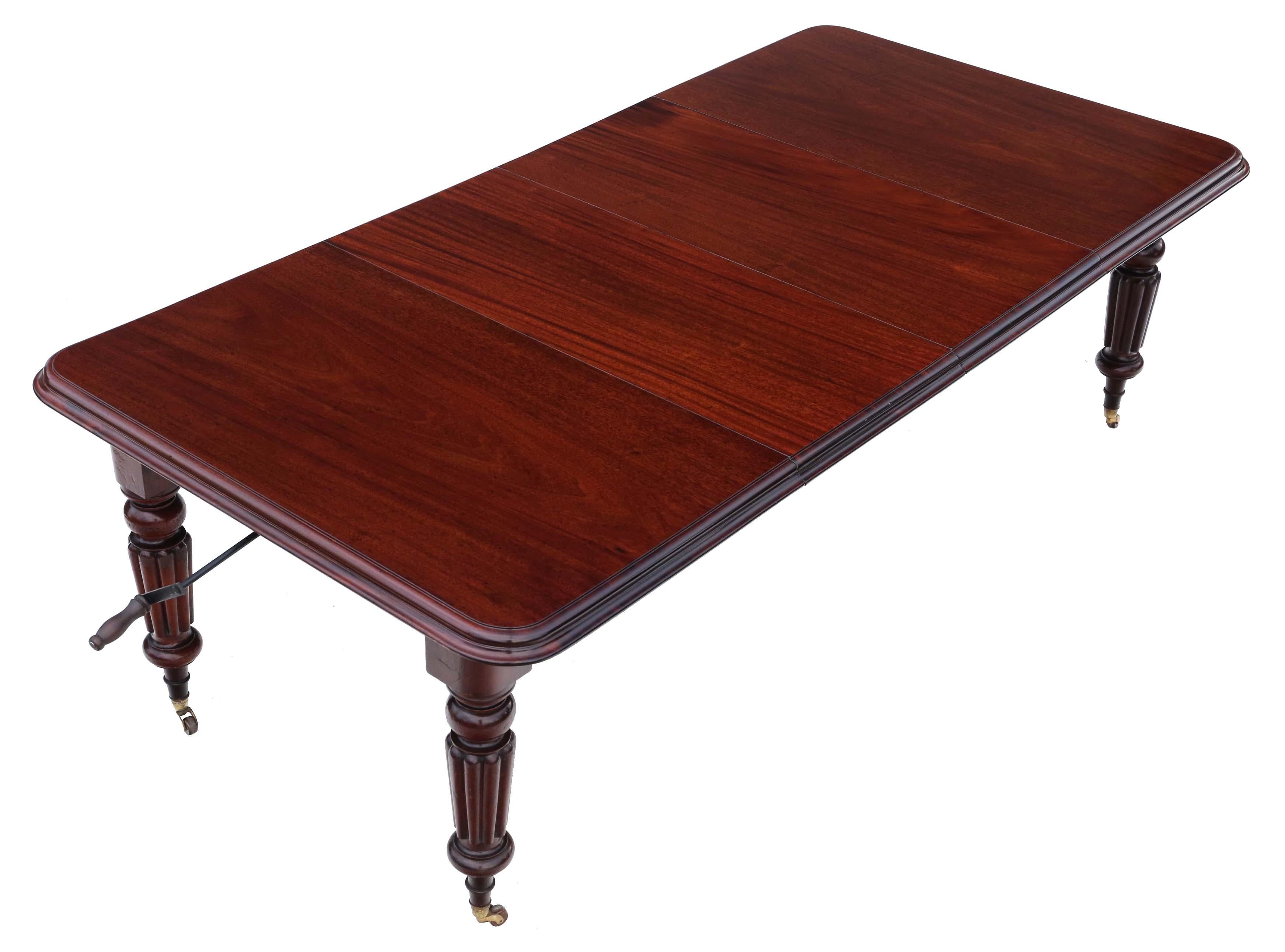Antique large 2-leaf Victorian wind-out extending dining table just under 8' x 4' (see exact dimensions below) when extended.

A lovely table dating from circa 1850.

This is a quality (better than most) table, that is full of age, charm and