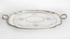 Antique Large Victorian Neo Classical Silver Plated Butlers Tray Circa 1870