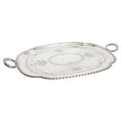 Antique Large Victorian Neo Classical Silver Plated Butlers Tray Circa 1870
