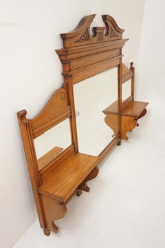 Antique Large Victorian Shaped Ornamental Bevelled Mirror Scotland 1890, H607A