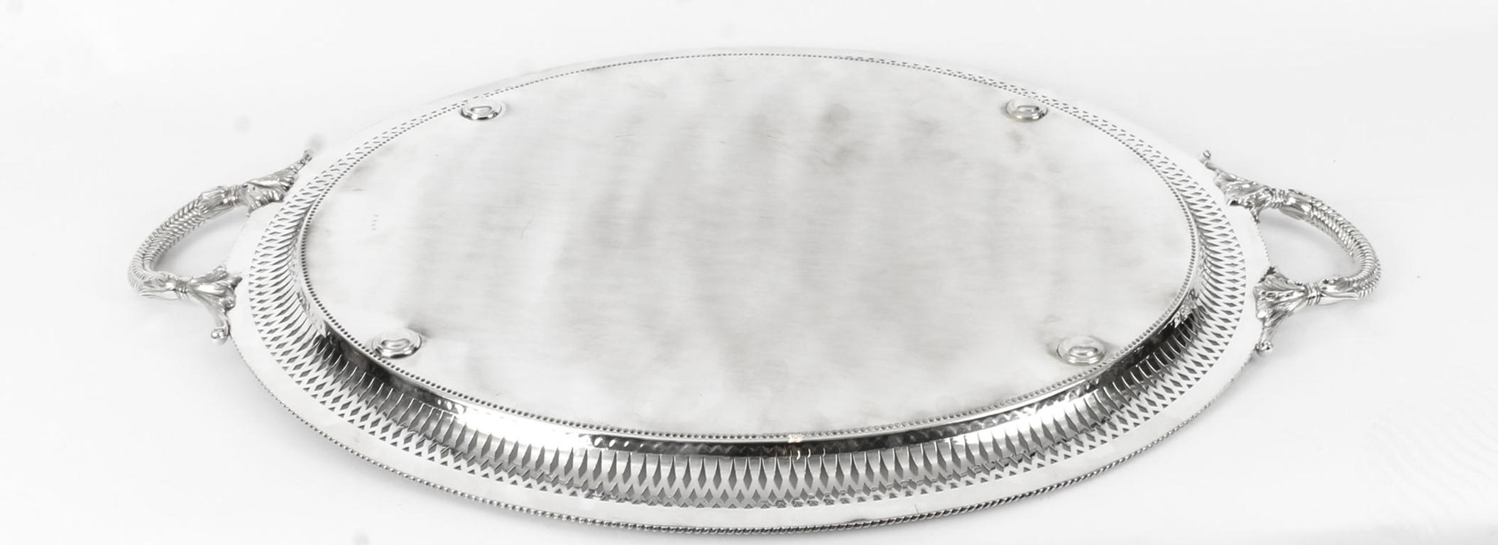 Antique Victorian Silver Plated Twin Handled Tray, 19th Century 2