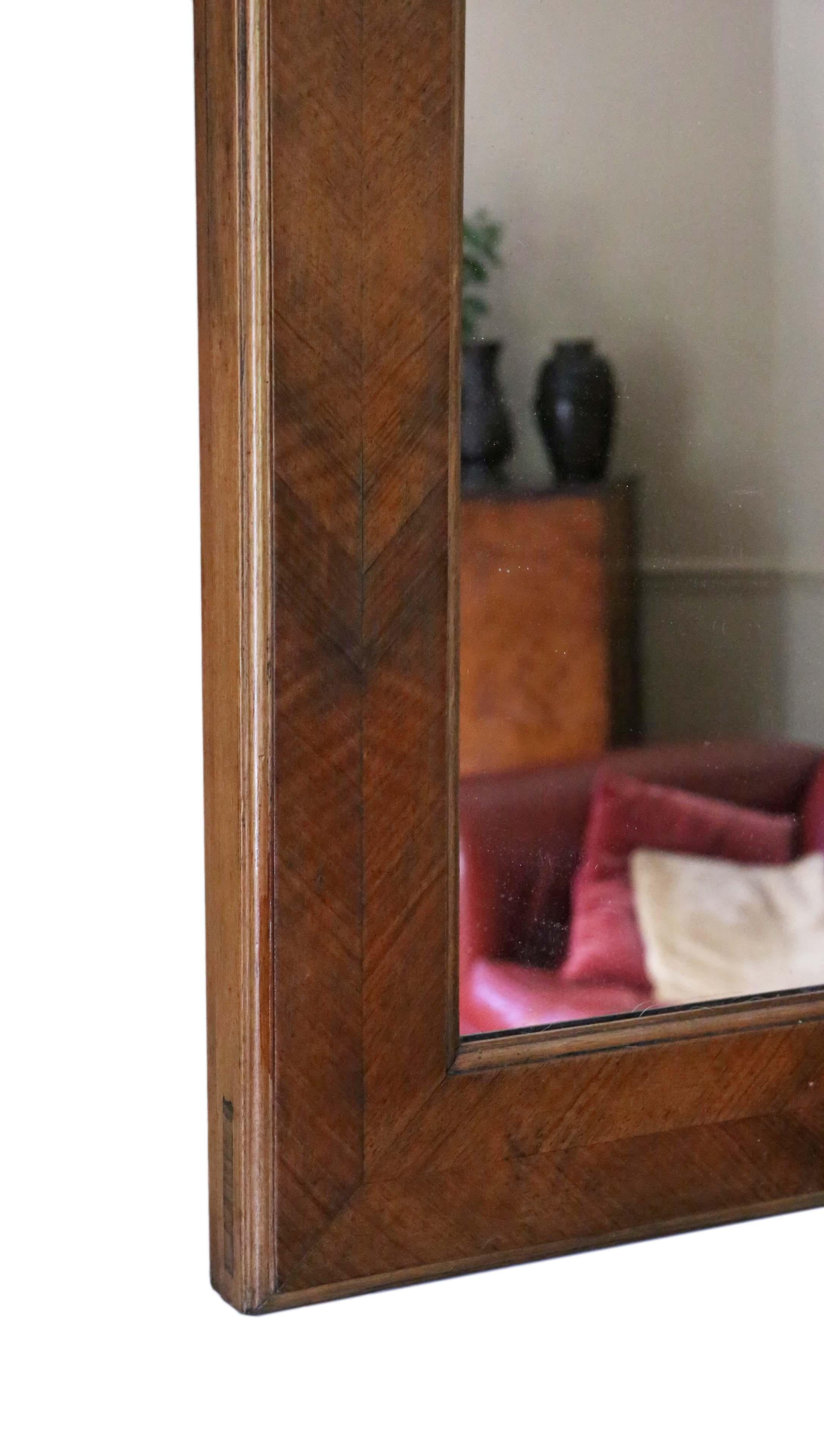 Antique Large Walnut Overmantle Wall Mirror, circa 1900 2