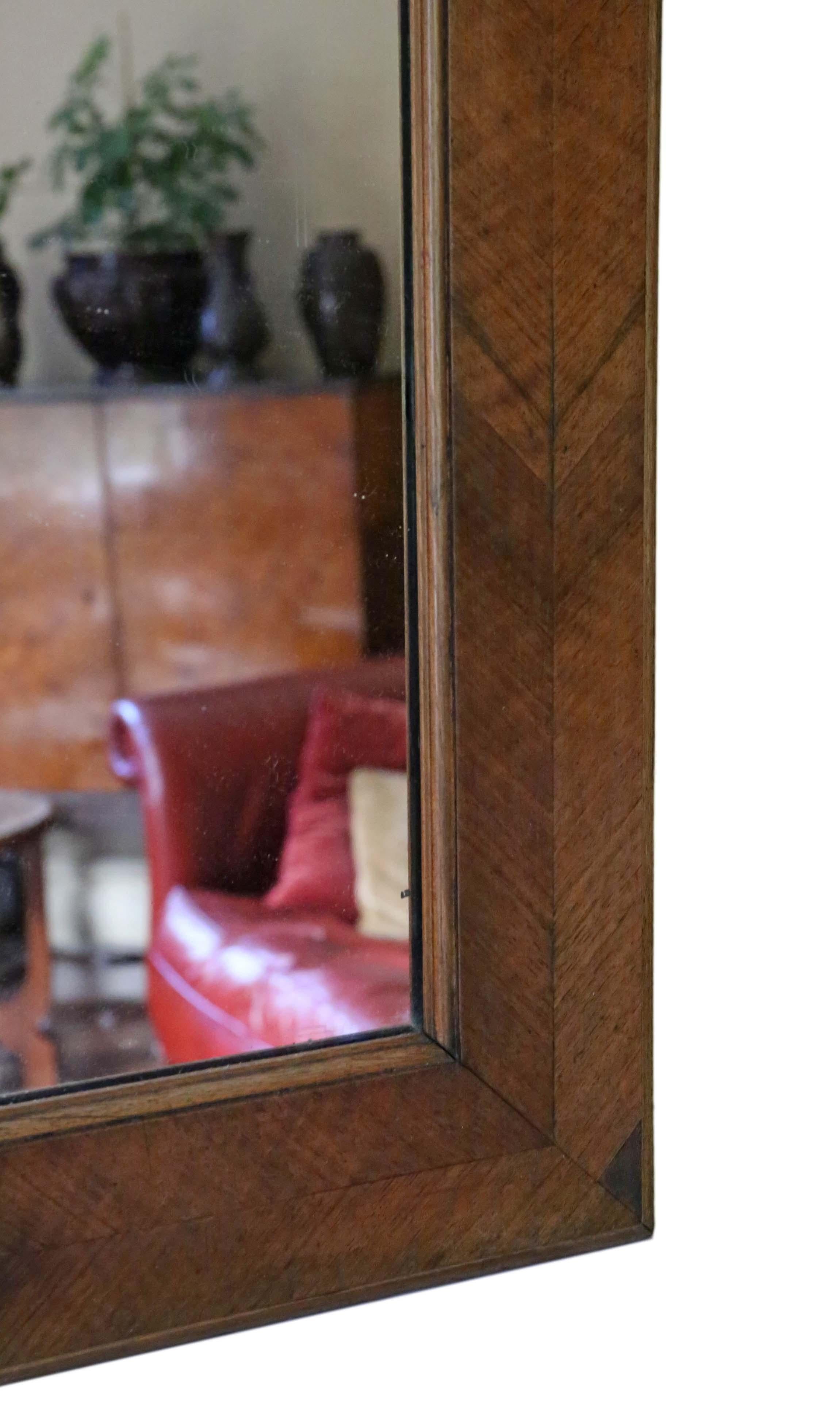 Antique Large Walnut Overmantle Wall Mirror, circa 1900 3