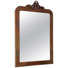 Antique Large Walnut Overmantle Wall Mirror, circa 1900
