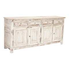 Antique Large White Painted Sideboard Buffet