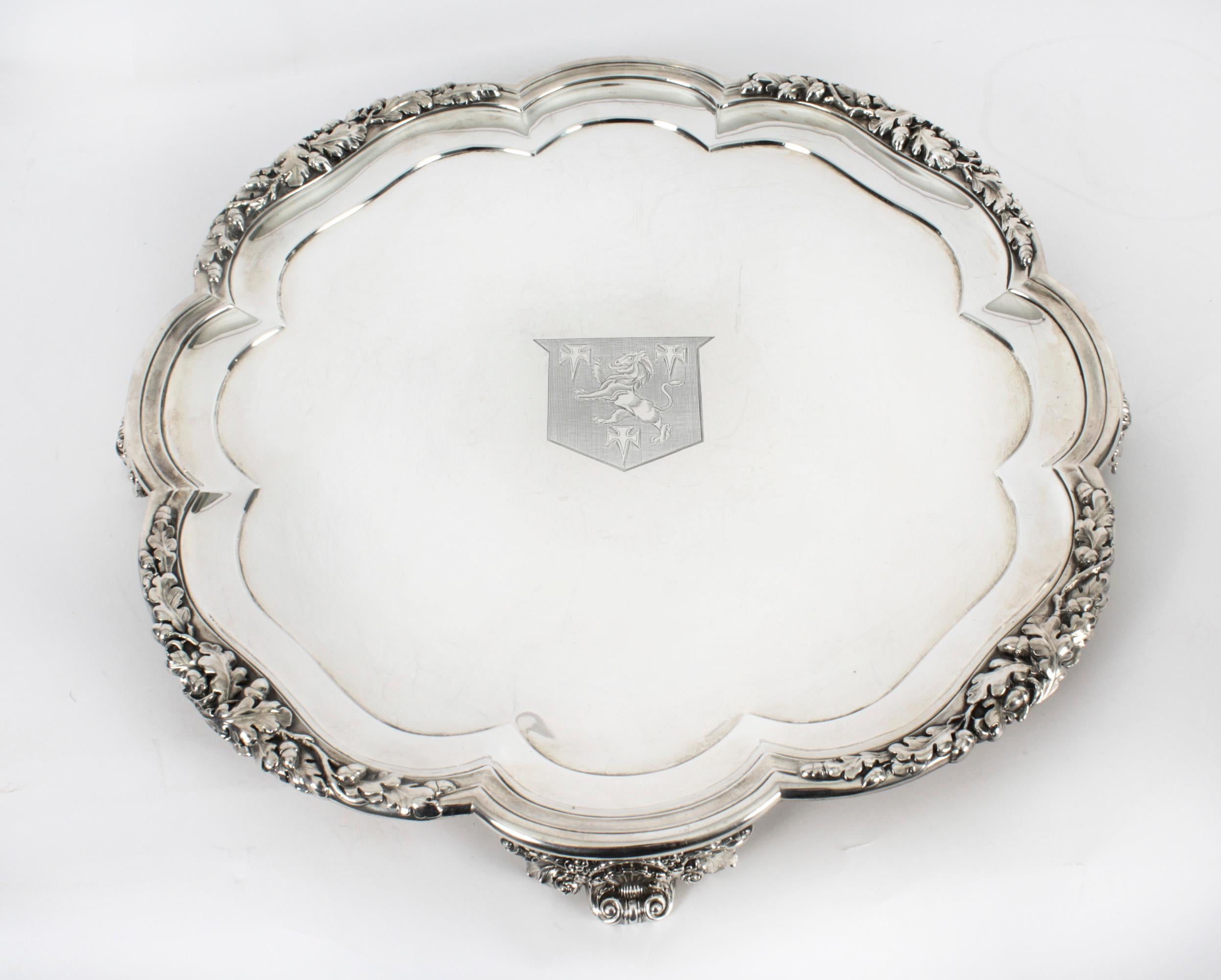 This is a wonderful English antique William IV sterling silver tray, or salver, by the world famous silversmith Paul Storr.

It has clear hallmarks for London 1837 the makers mark of Paul Storr and is also engraved Storr & Mortimer 36, they were