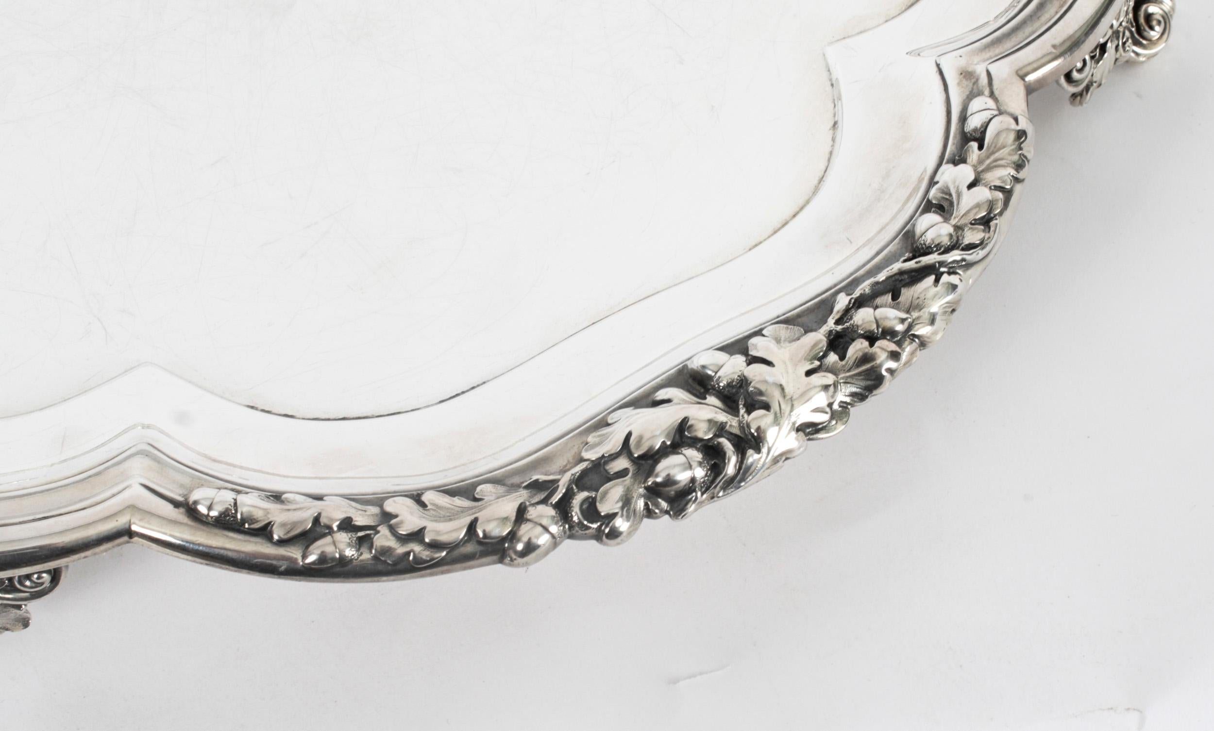Sterling Silver Antique Large William IV Silver Tray Salver by Paul Storr 1837 19th Century For Sale