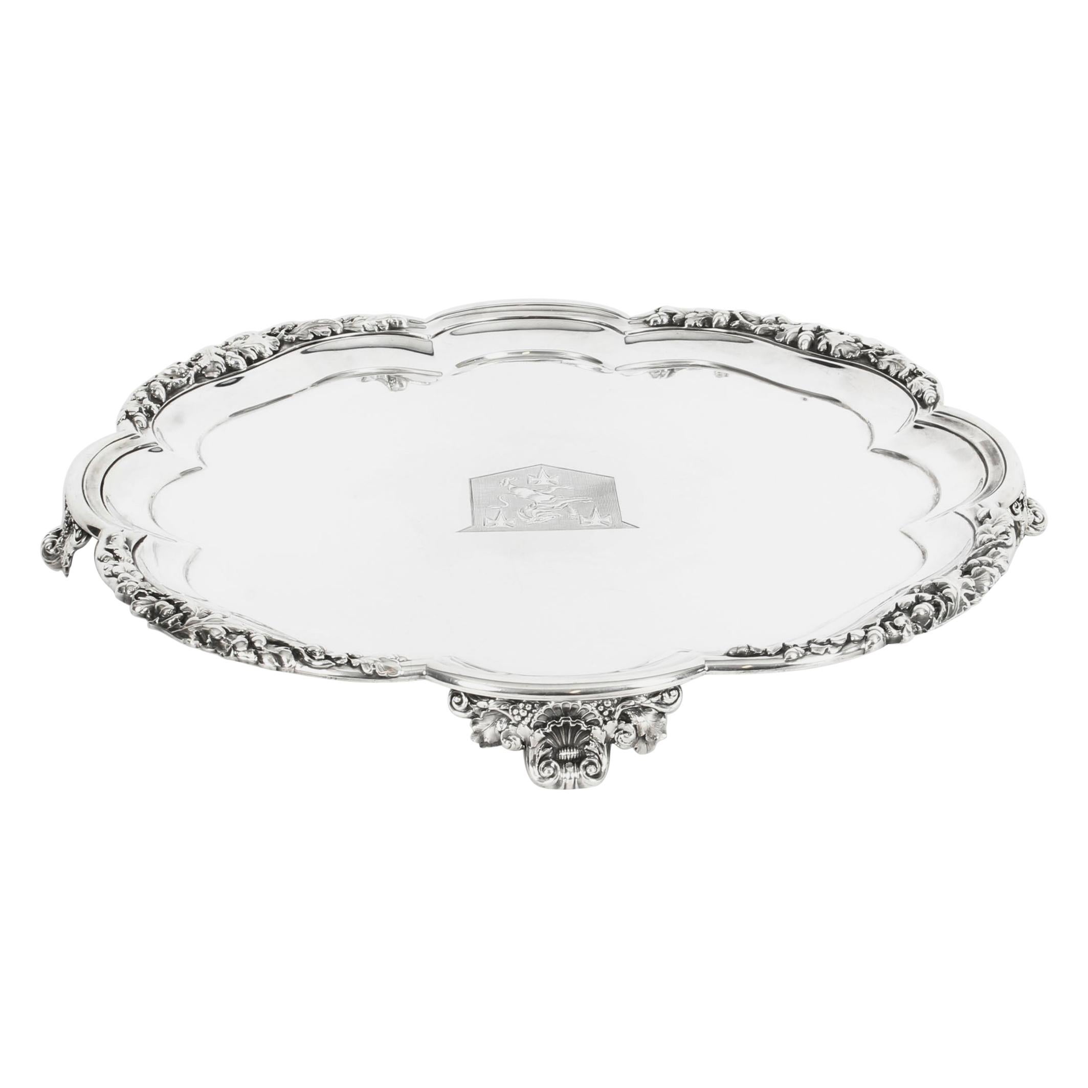 Antique William IV Silver Tray Salver by Paul Storr 1837 19th Century
