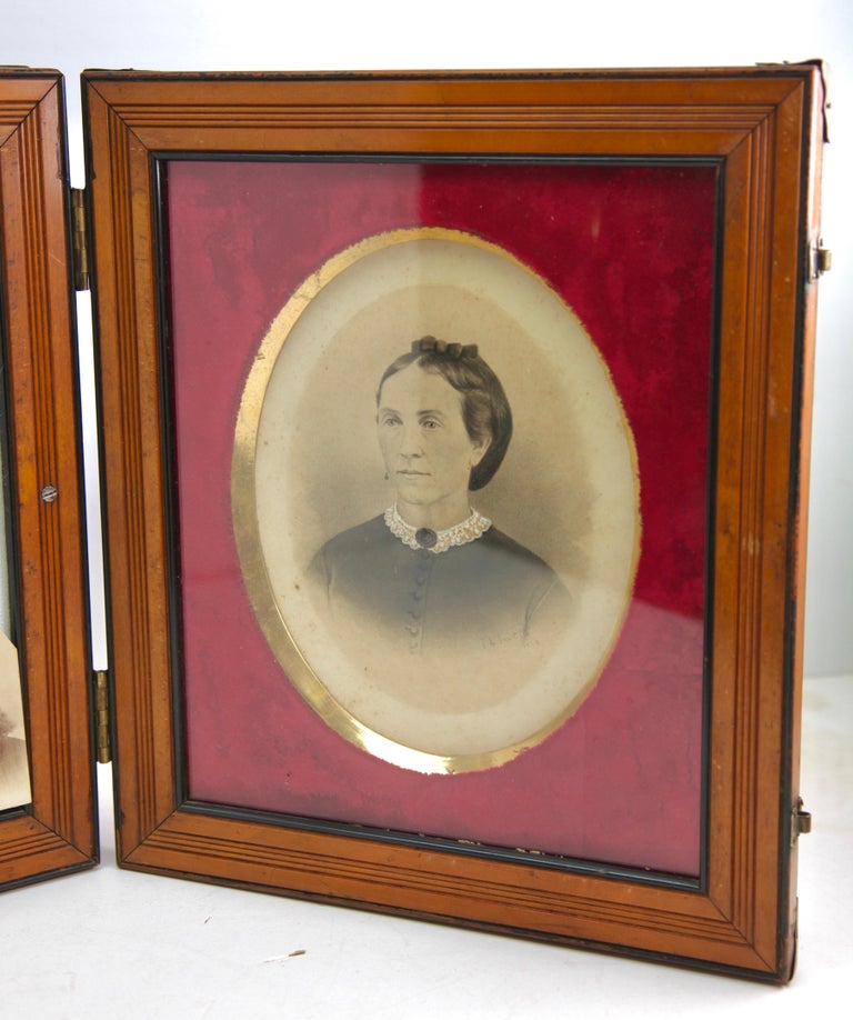 Antique Large Wooden Double Folding Picture Frame for Traveling 1870s ...