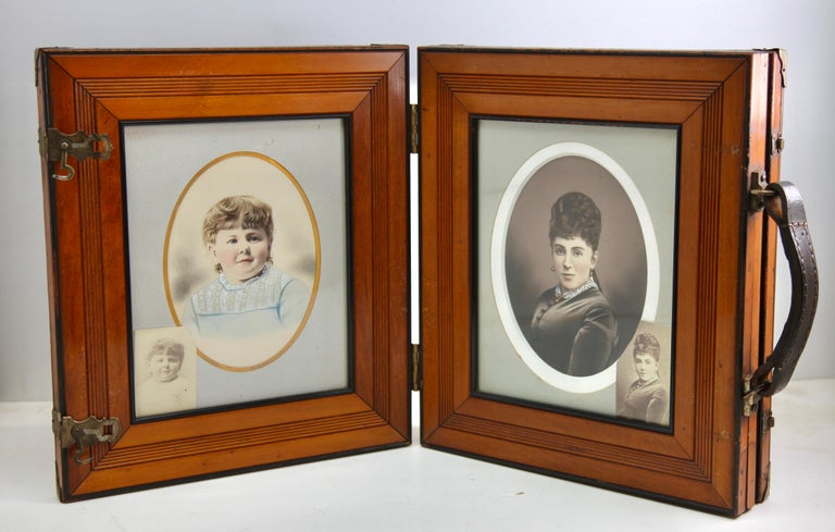 Antique Large Wooden Double Folding Picture Frame for Traveling 1870s ...