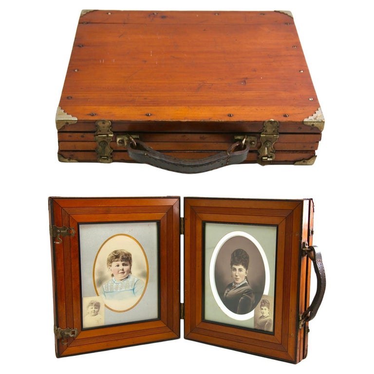 Antique Large Wooden Double Folding Picture Frame for Traveling 1870s ...