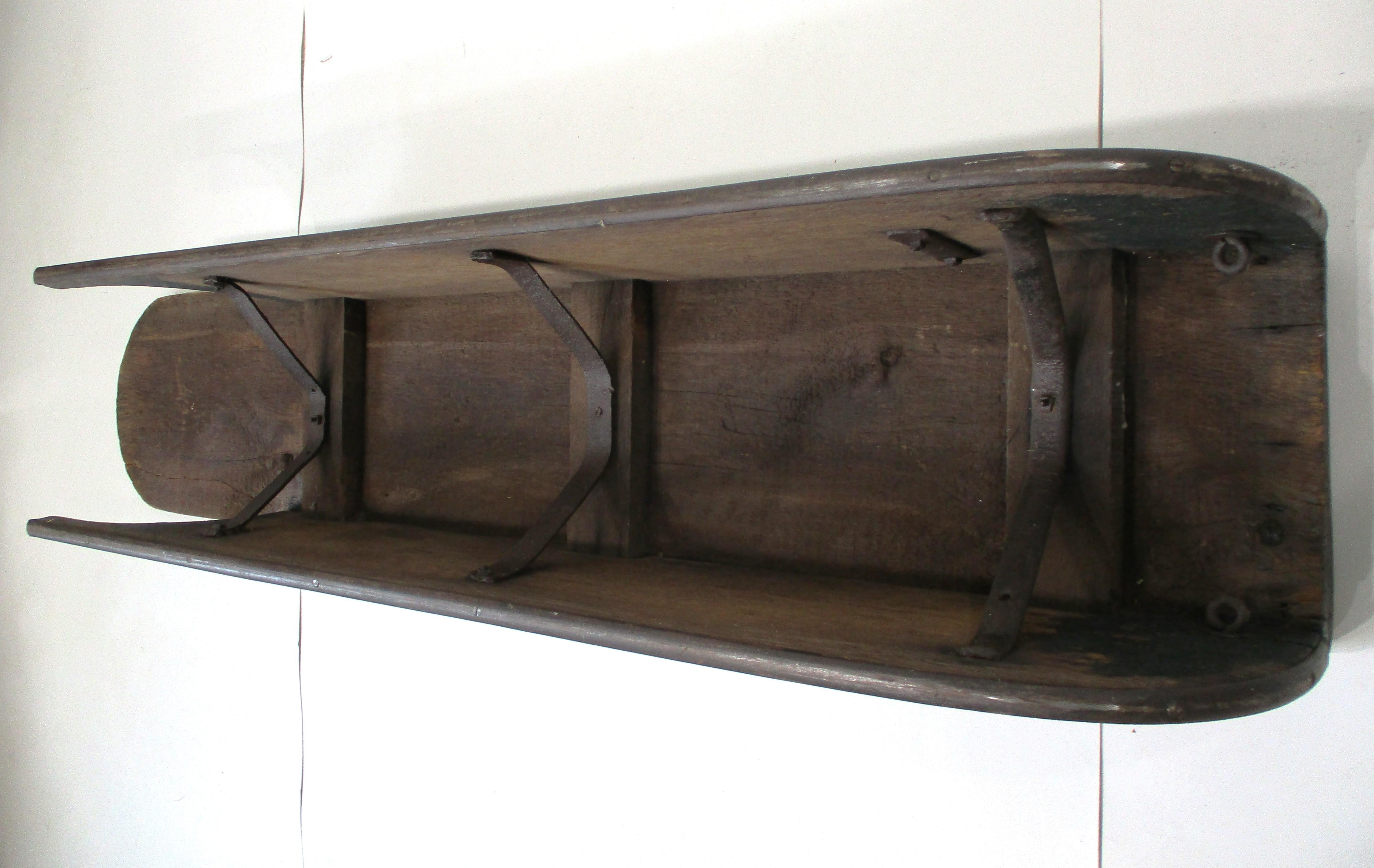 Antico grande slittino da ghiaccio o da neve in legno Folk Art Toboggan in vendita 5