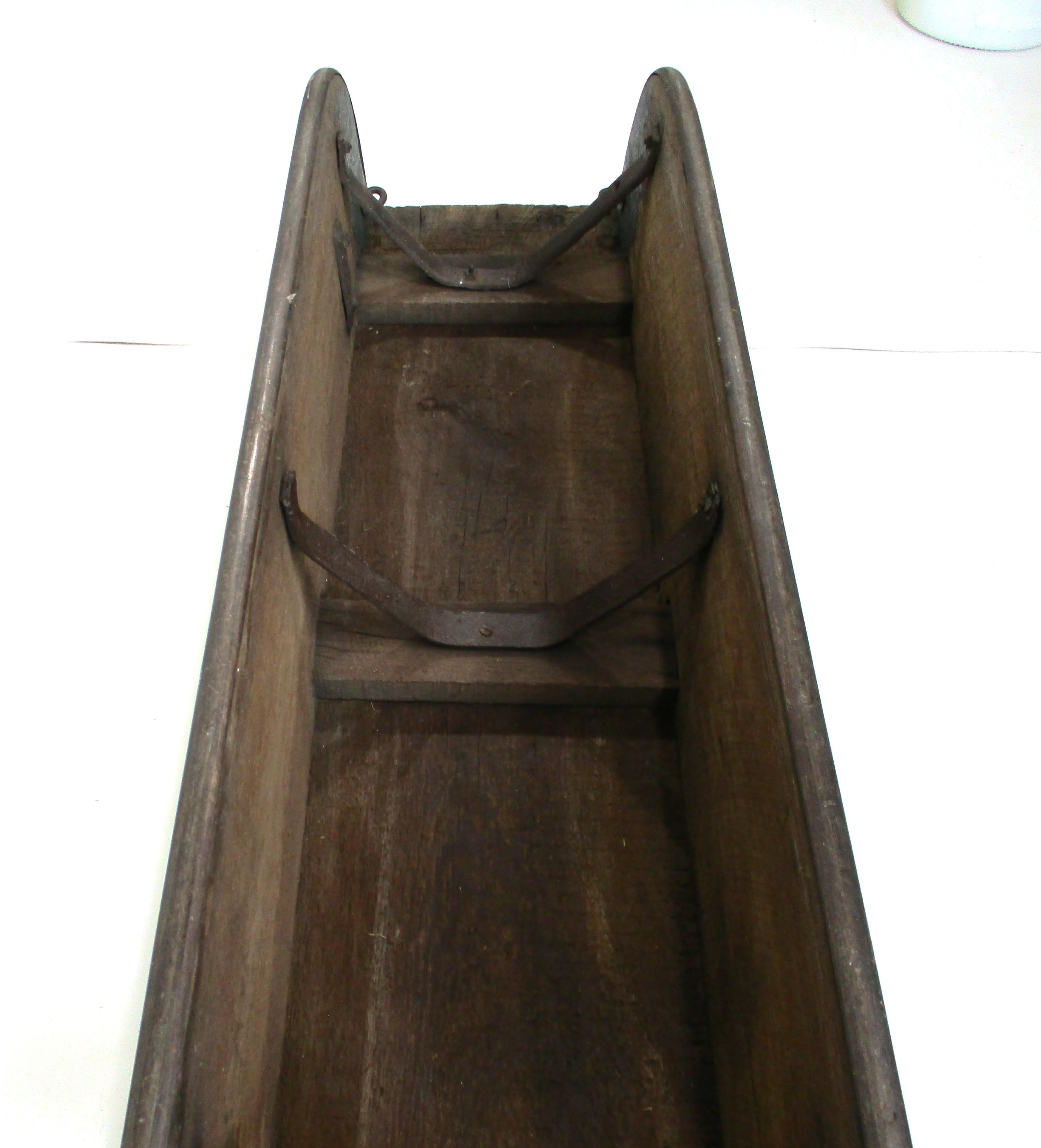 Antico grande slittino da ghiaccio o da neve in legno Folk Art Toboggan in vendita 11