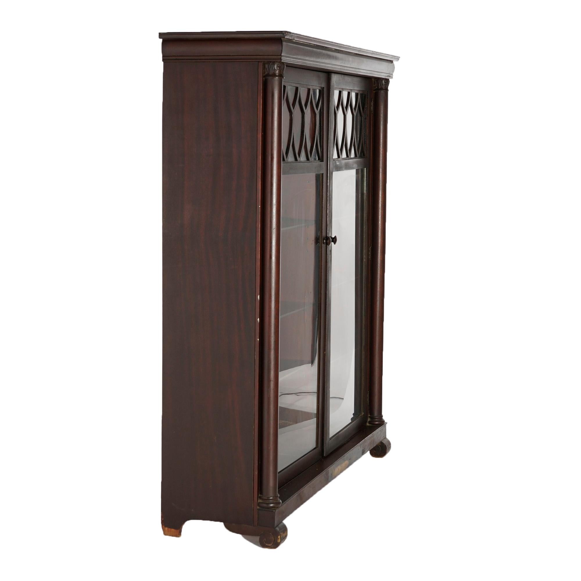 20th Century Antique Larkin Classical American Empire Mahogany Double Door Bookcase, c1900