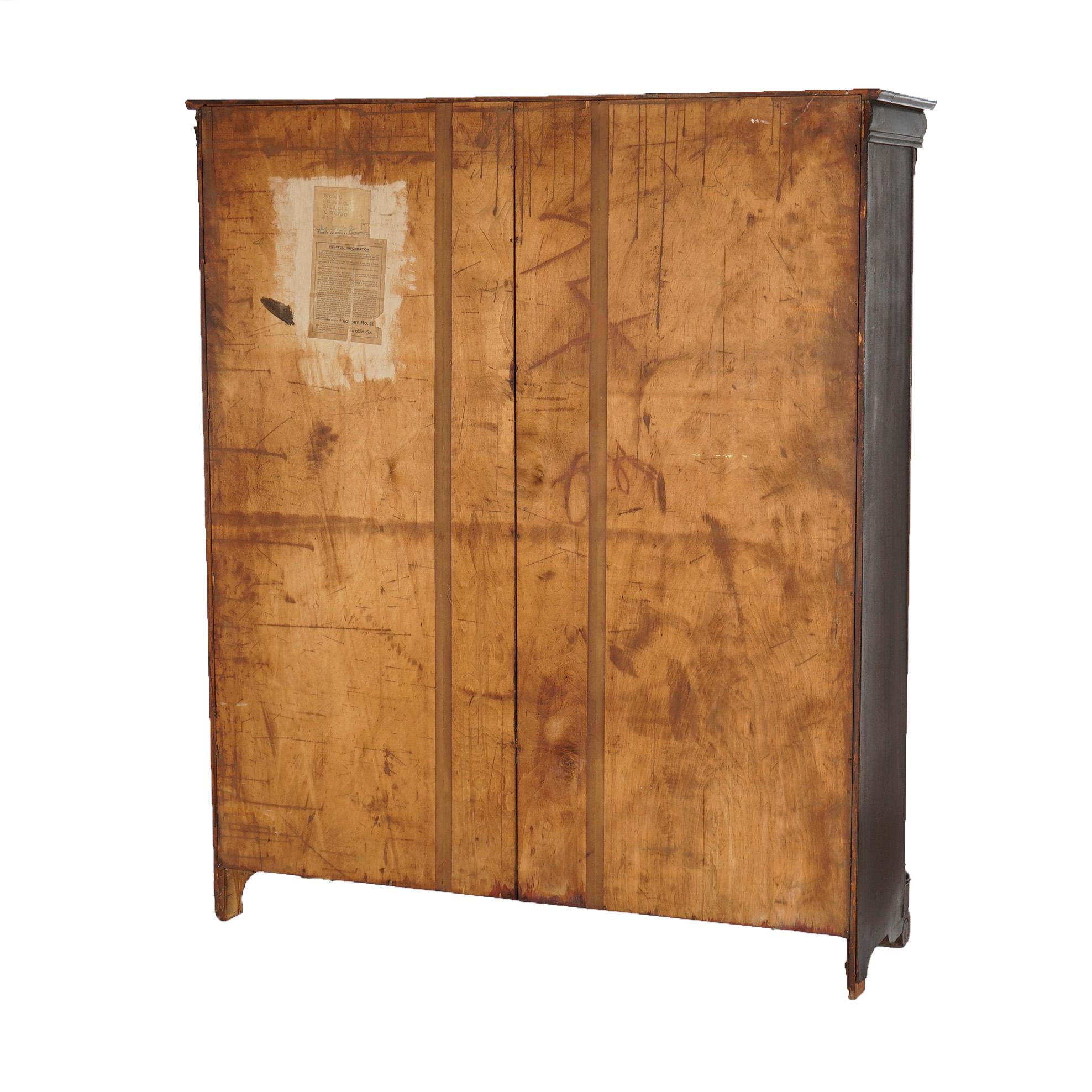 Antique Larkin Classical American Empire Mahogany Double Door Bookcase, c1900 1