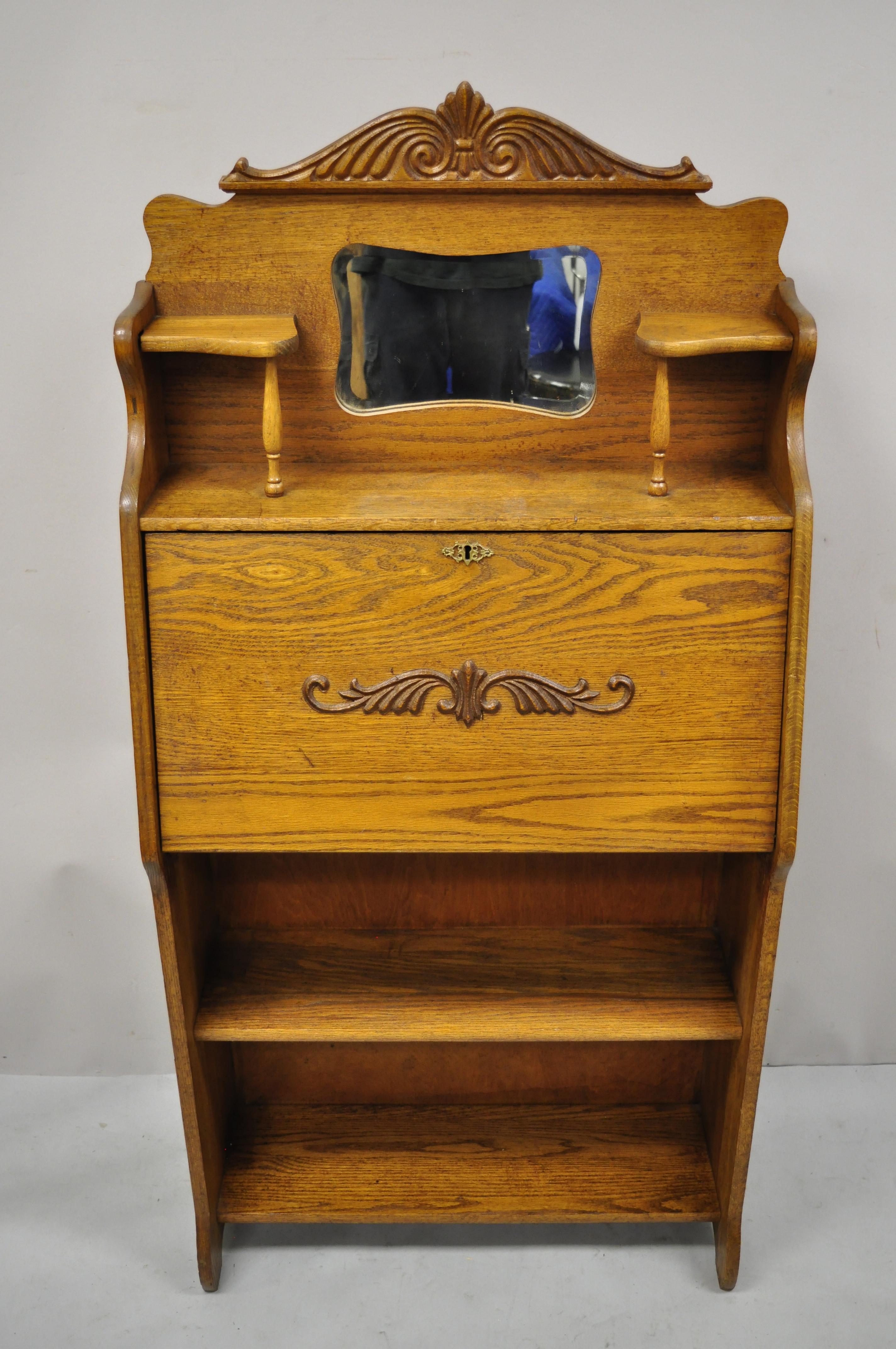 Antique Larkin Golden Oak Eastlake Victorian Secretary Desk Cabinet with Labels 3