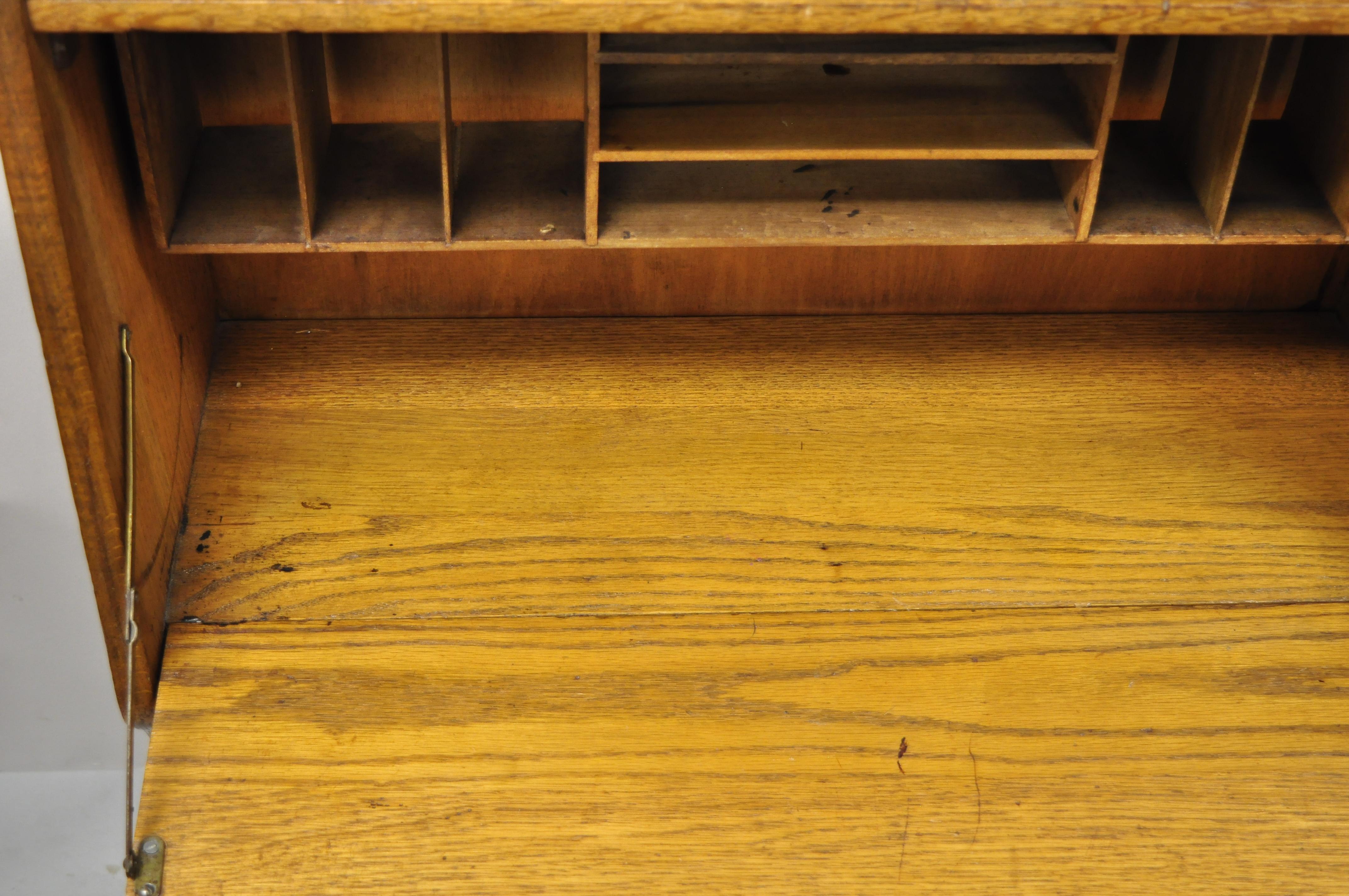 Antique Larkin Golden Oak Eastlake Victorian Secretary Desk Cabinet with Labels In Good Condition In Philadelphia, PA