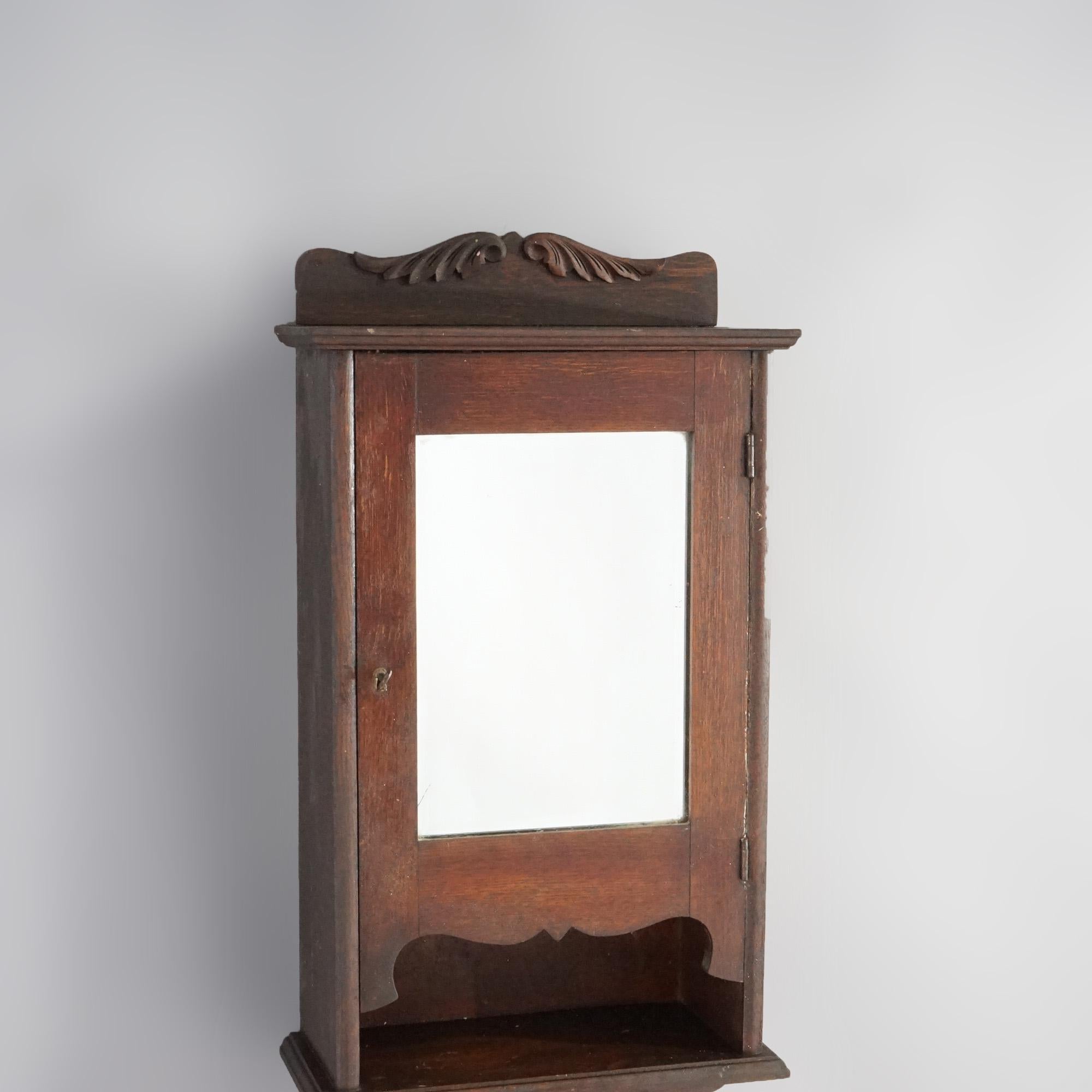 oak medicine cabinet with mirror
