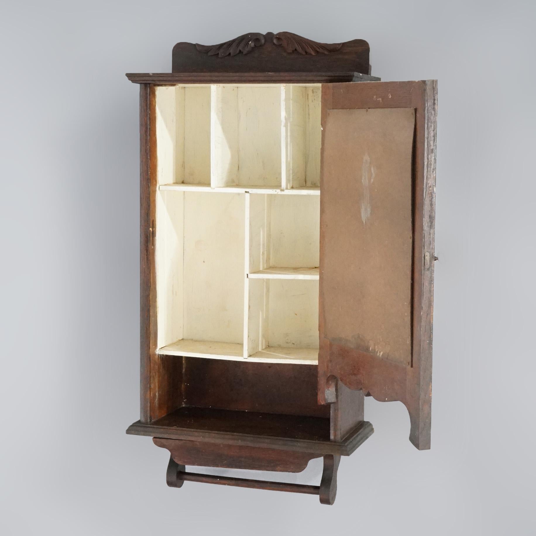 American Antique Larkin Oak Wall Medicine Cabinet with Mirror, circa 1900