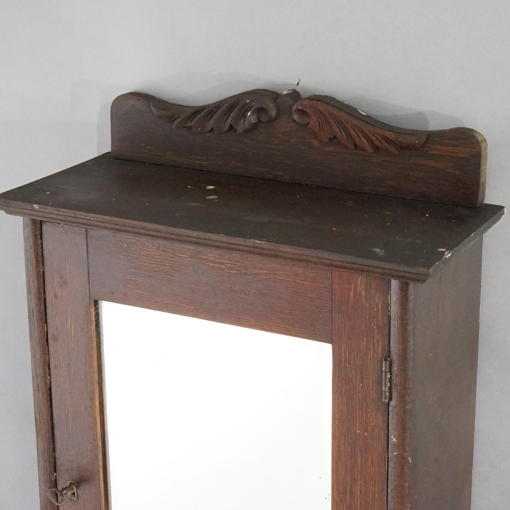 20th Century Antique Larkin Oak Wall Medicine Cabinet with Mirror, circa 1900