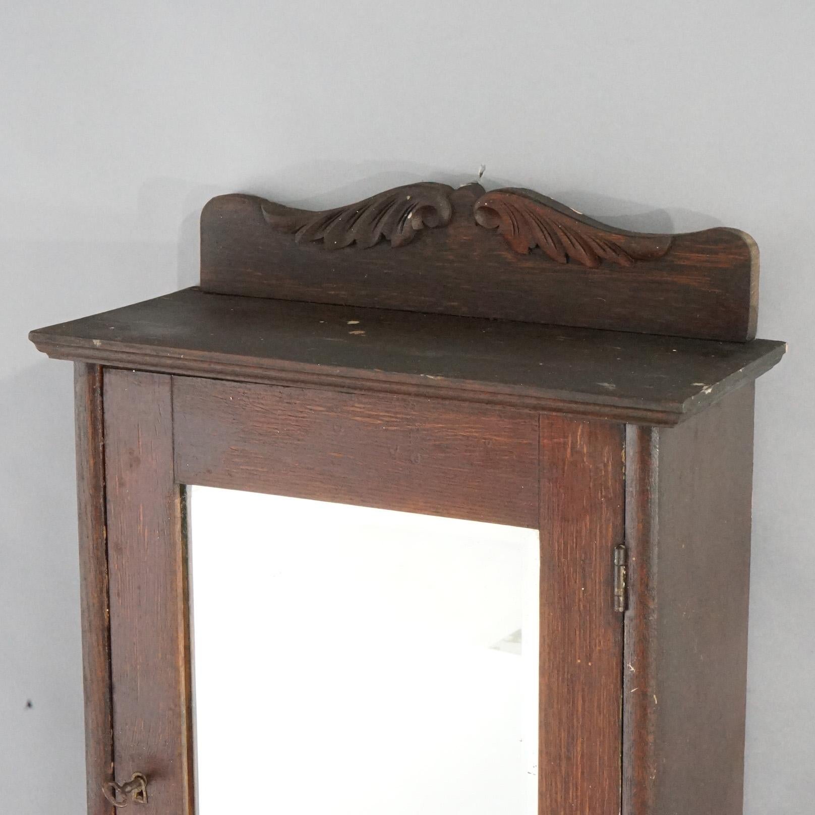 Antique Larkin Oak Wall Medicine Cabinet with Mirror, circa 1900 1