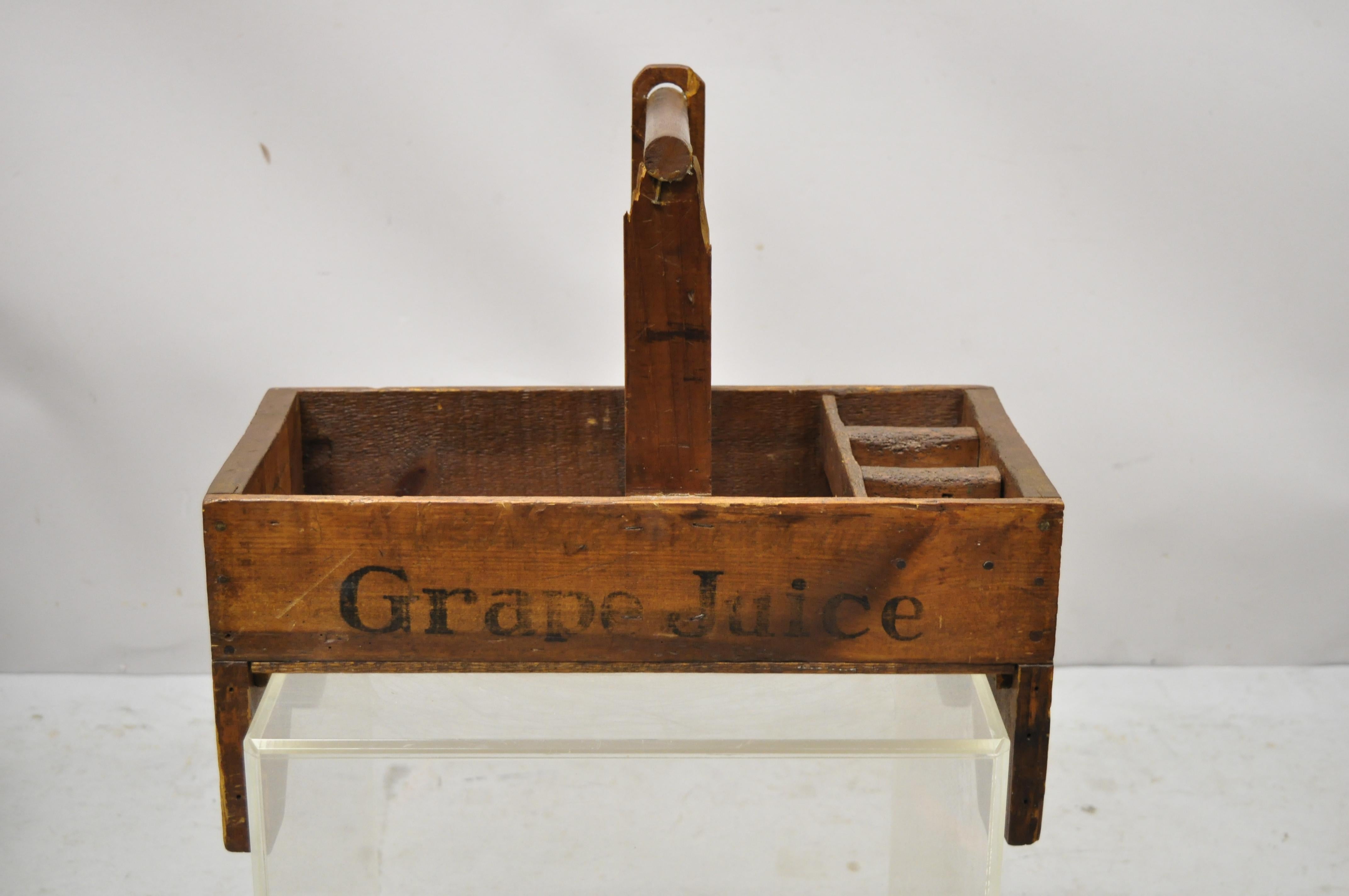 Antique Larkin & Son Welch's Grape Juice Advertisement Wooden Work Toolbox Caddy 4