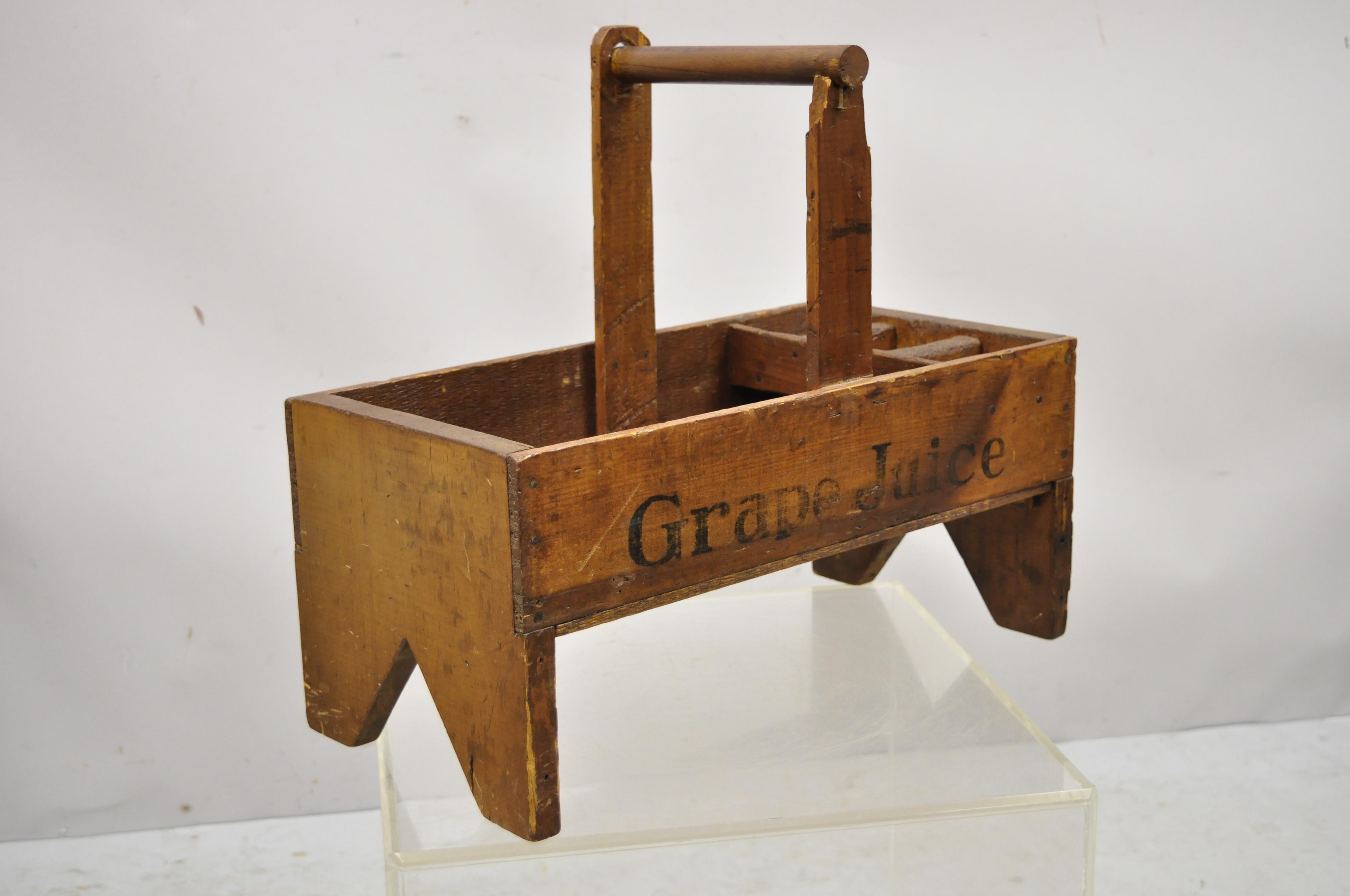 Antique Larkin & Son Welch's Grape Juice Advertisement Wooden Work Toolbox Caddy 5