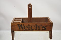 Antique Larkin & Son Welch's Grape Juice Advertisement Wooden Work Toolbox Caddy