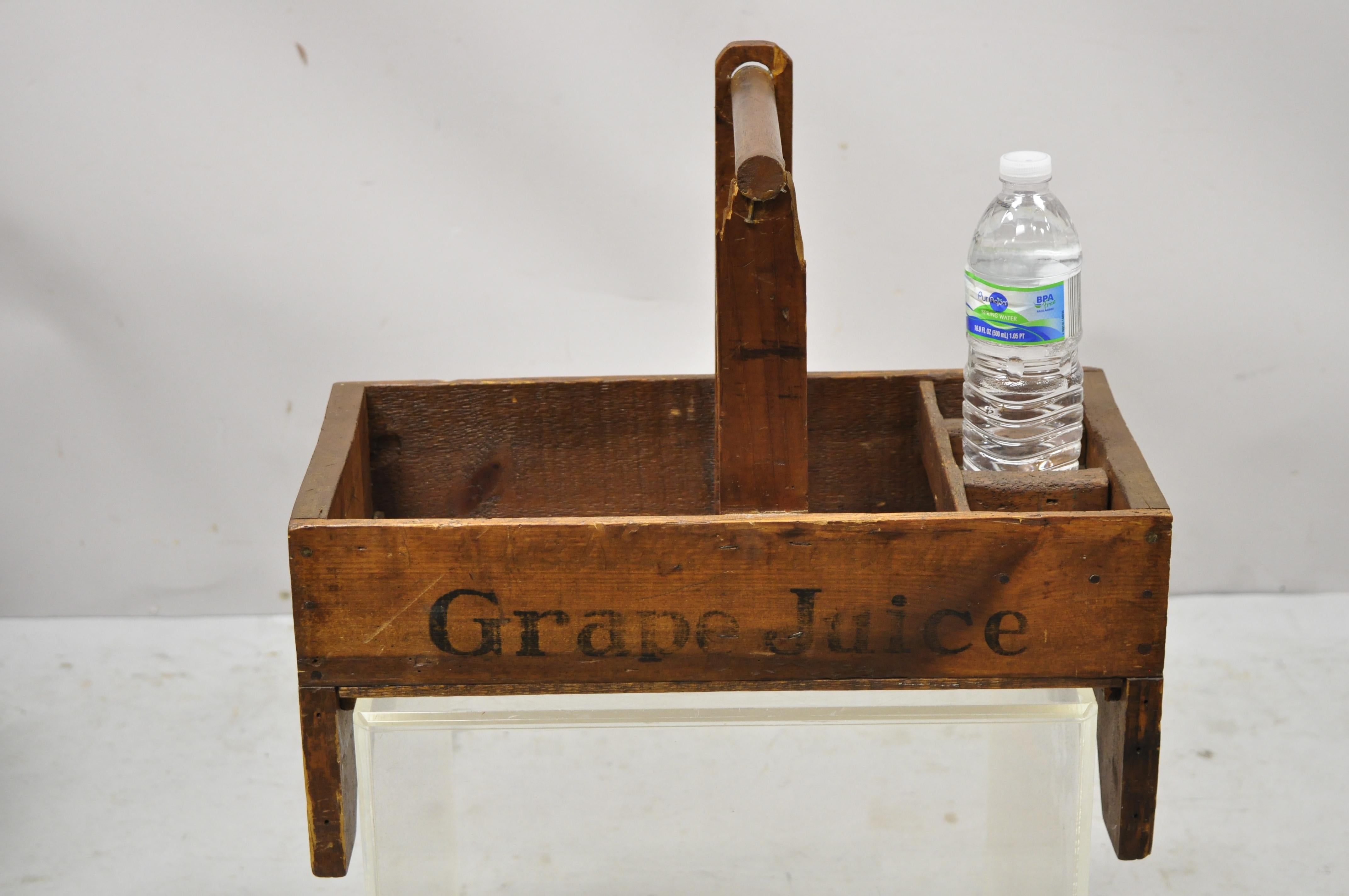 North American Antique Larkin & Son Welch's Grape Juice Advertisement Wooden Work Toolbox Caddy