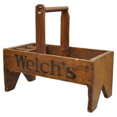 Antique Larkin & Son Welch's Grape Juice Advertisement Wooden Work Toolbox Caddy