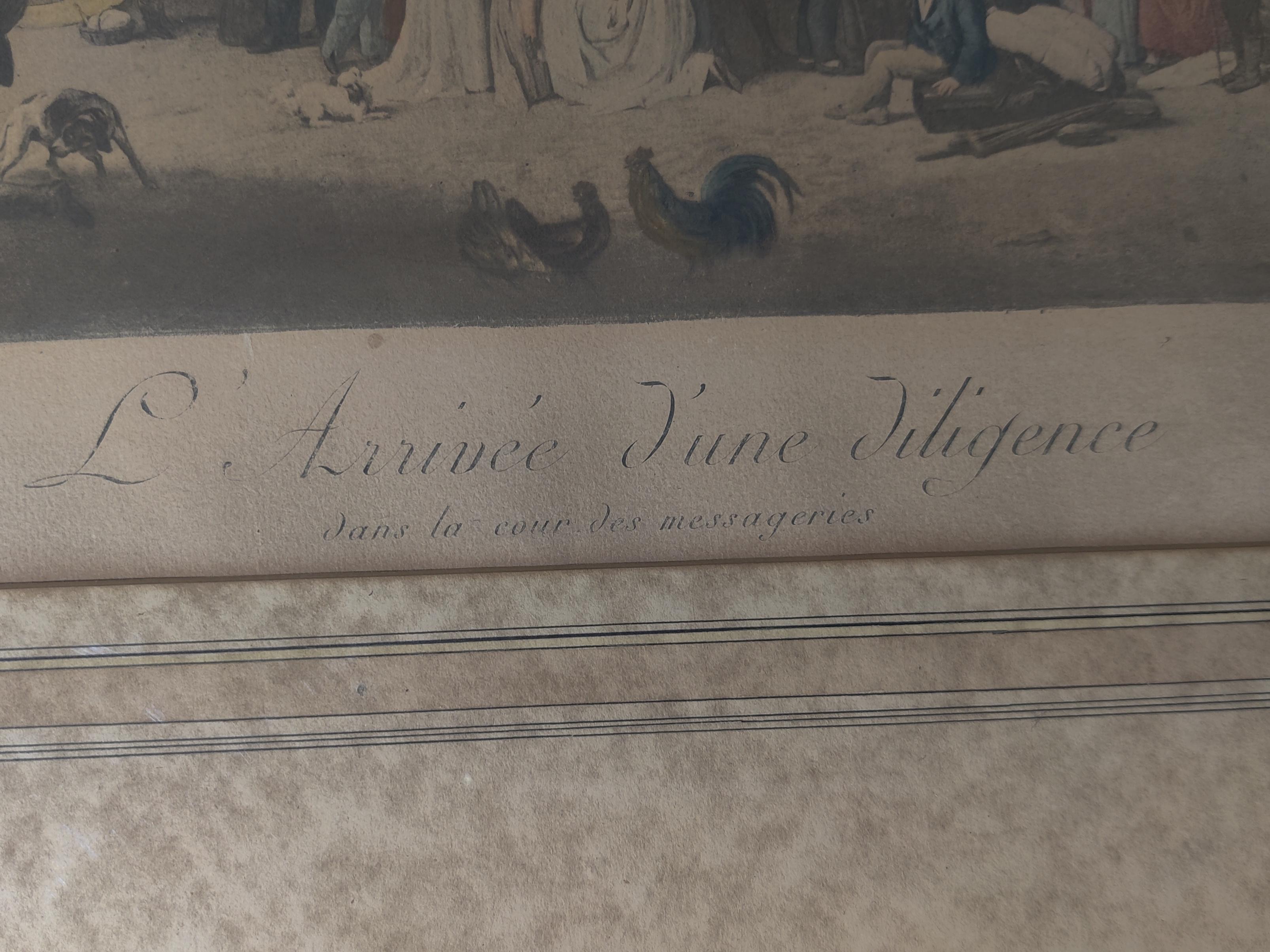Antiker L'arrivee D'une Diligence dans la Cour des Messageries L Boilly Druck im Angebot 6