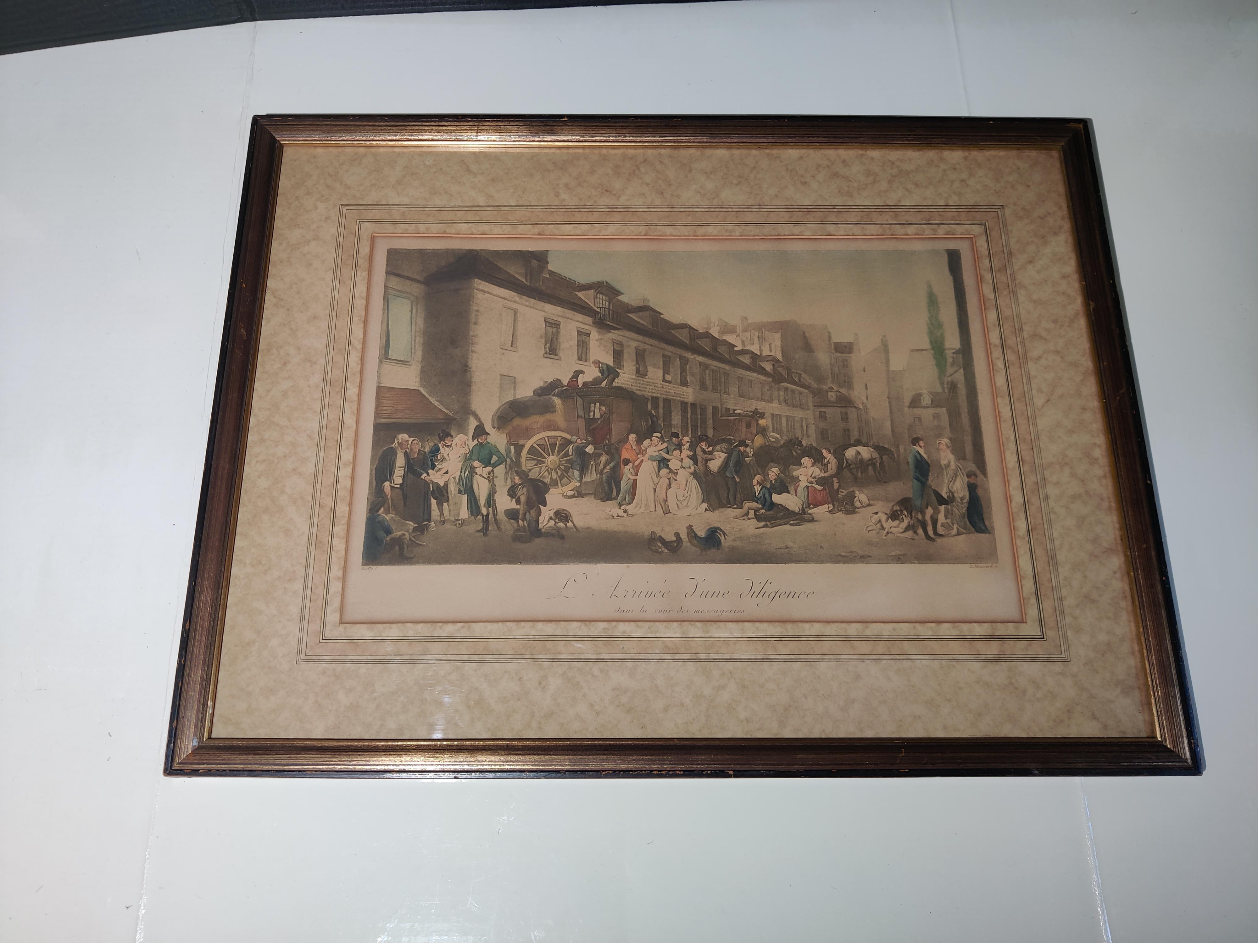 Antiker L'arrivee D'une Diligence dans la Cour des Messageries L Boilly Druck im Zustand „Relativ gut“ im Angebot in Cincinnati, OH