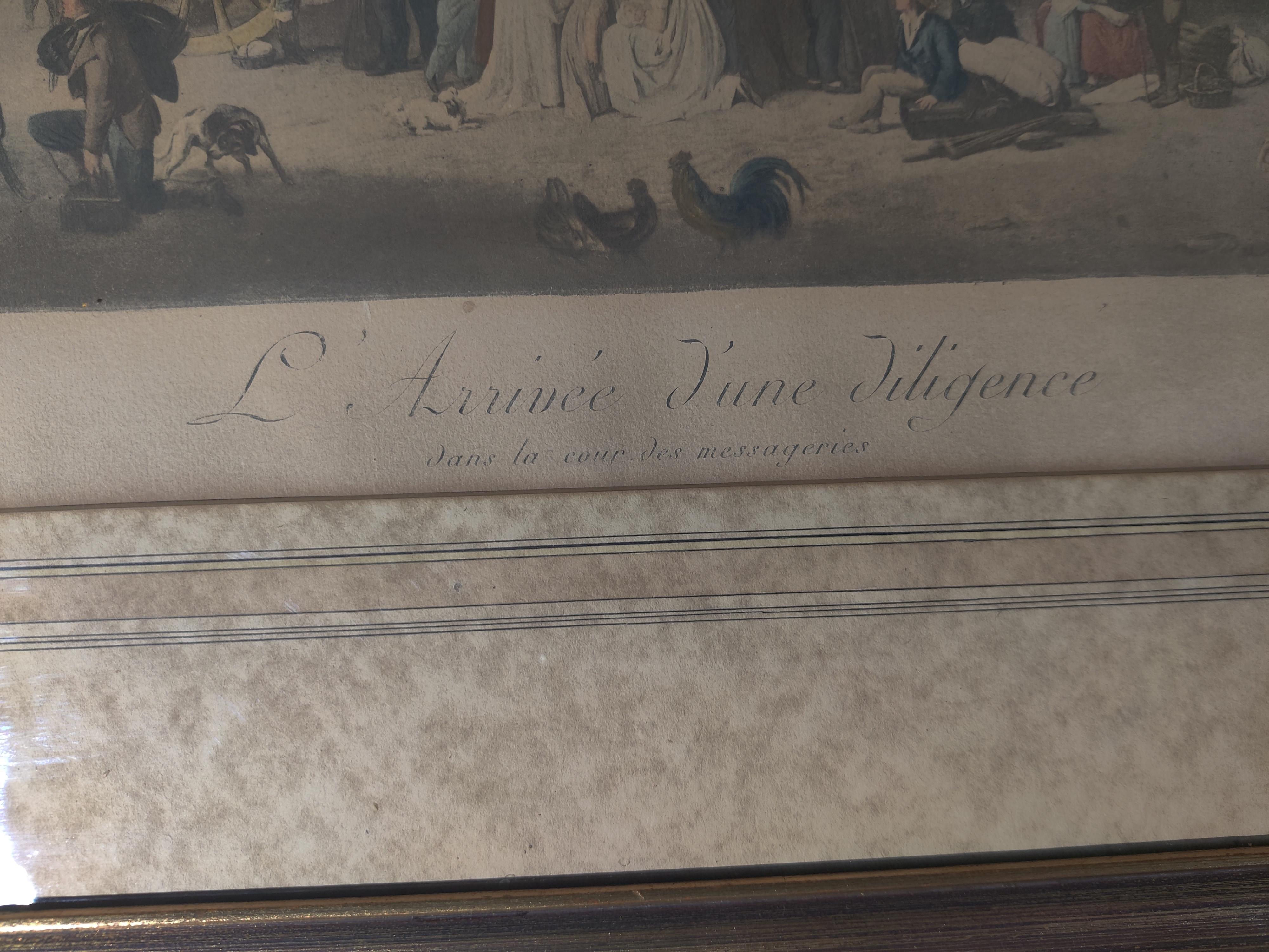 Antiker L'arrivee D'une Diligence dans la Cour des Messageries L Boilly Druck (Papier) im Angebot