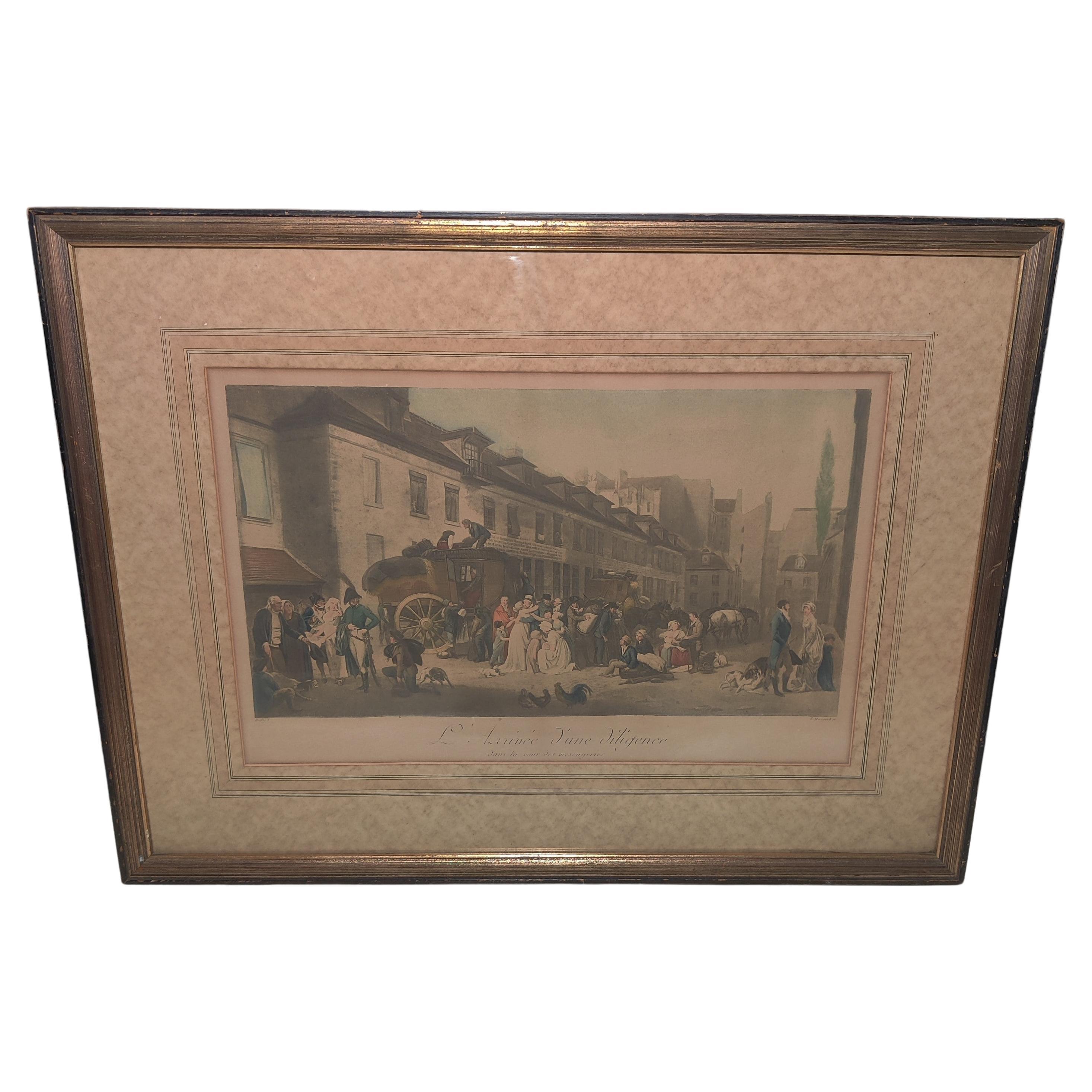 Antique L'arrivee D'une Diligence dans la cour des Messageries L Boilly Print