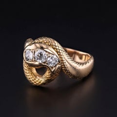 Antique Larter & Sons 14K Gold Serpent Ring with 0.66ct Diamonds