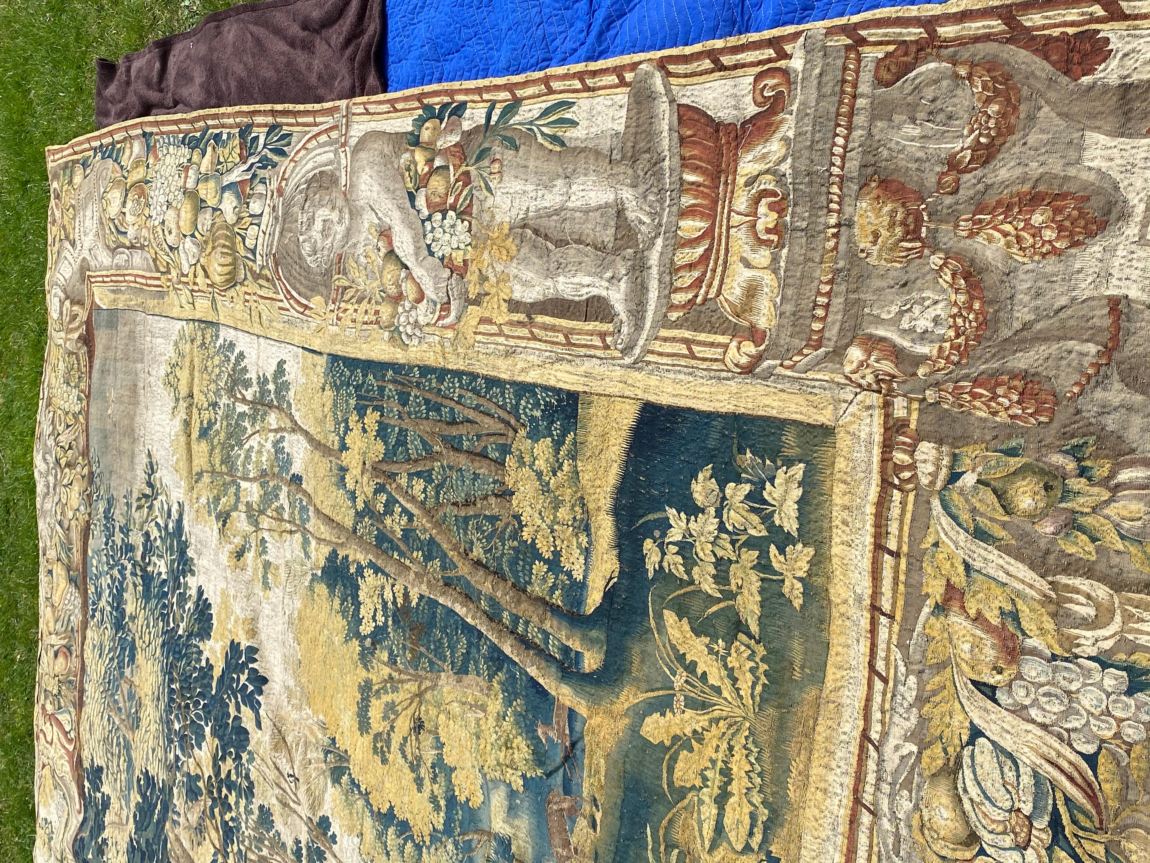 Antique Late 17th Century Antique Franco-Flemish Verdure Landscape Tapestry For Sale 5