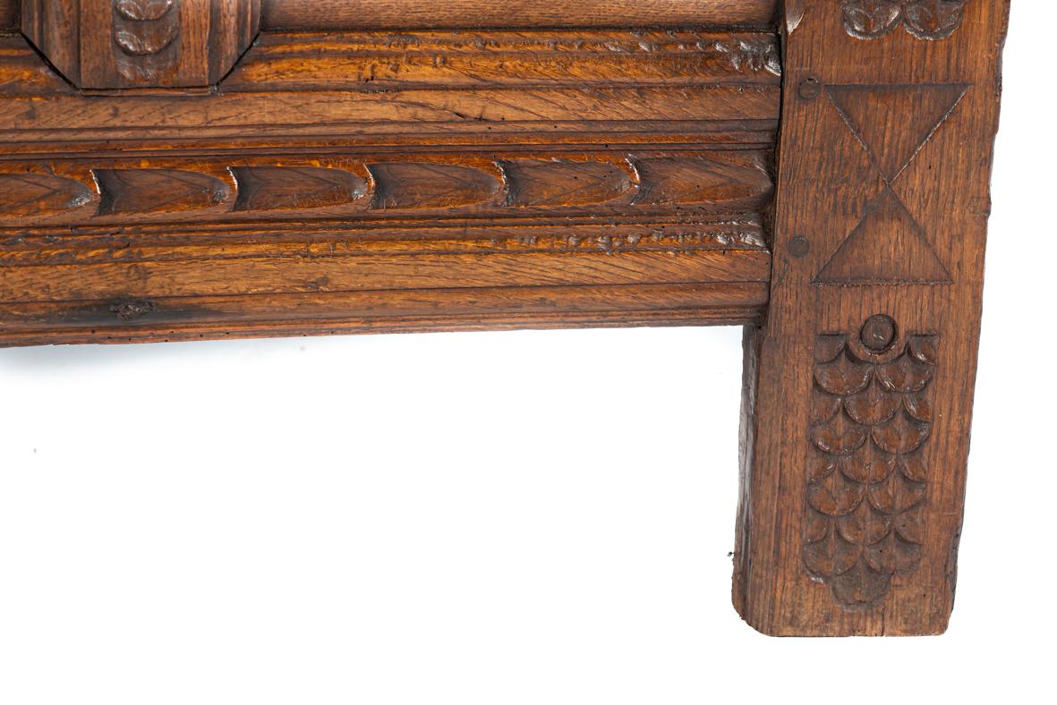 Antique late 17th century English honey color chest or trunk with rich carvings For Sale 7
