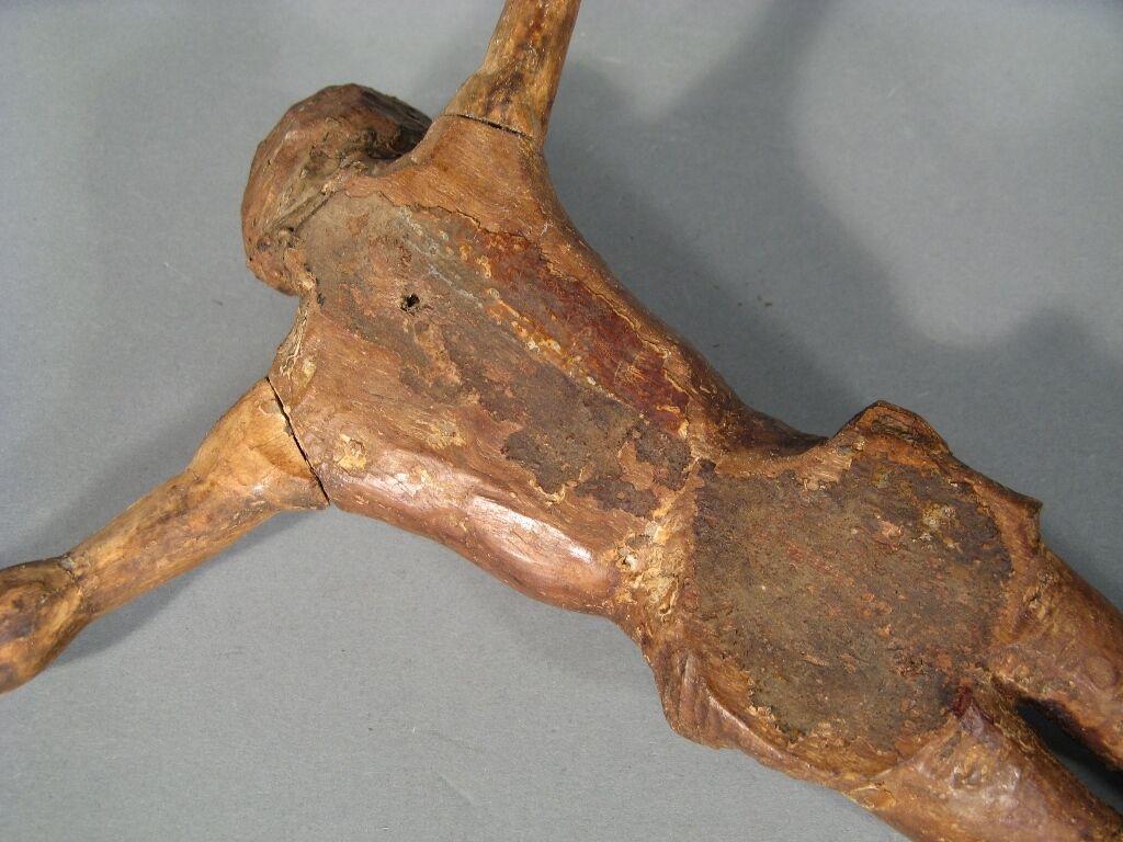 French Antique Late 17th/Early 18th Century Carved Wood Crucifix -1Y51