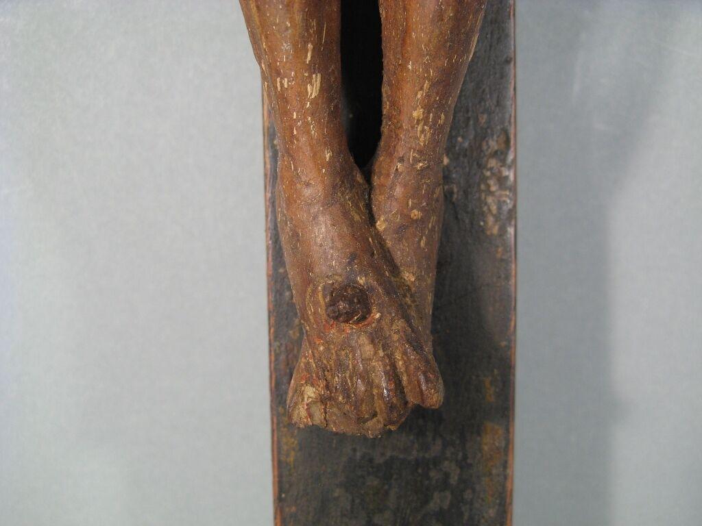17th Century Antique Late 17th/Early 18th Century Carved Wood Crucifix -1Y51