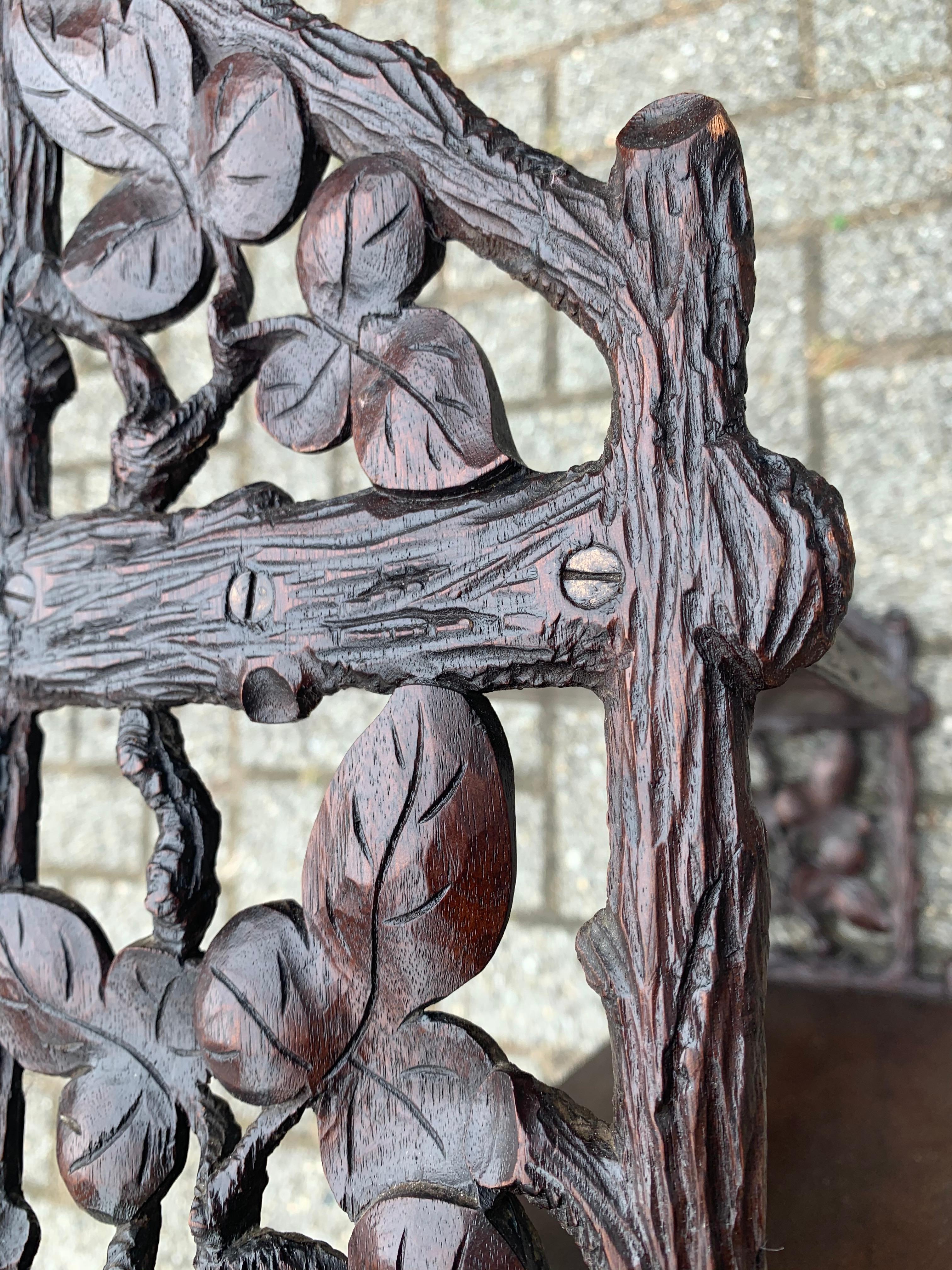 19th Century Antique Late 1800s Black Forest Handcrafted Walnut Hanging Wall Shelves / Rack