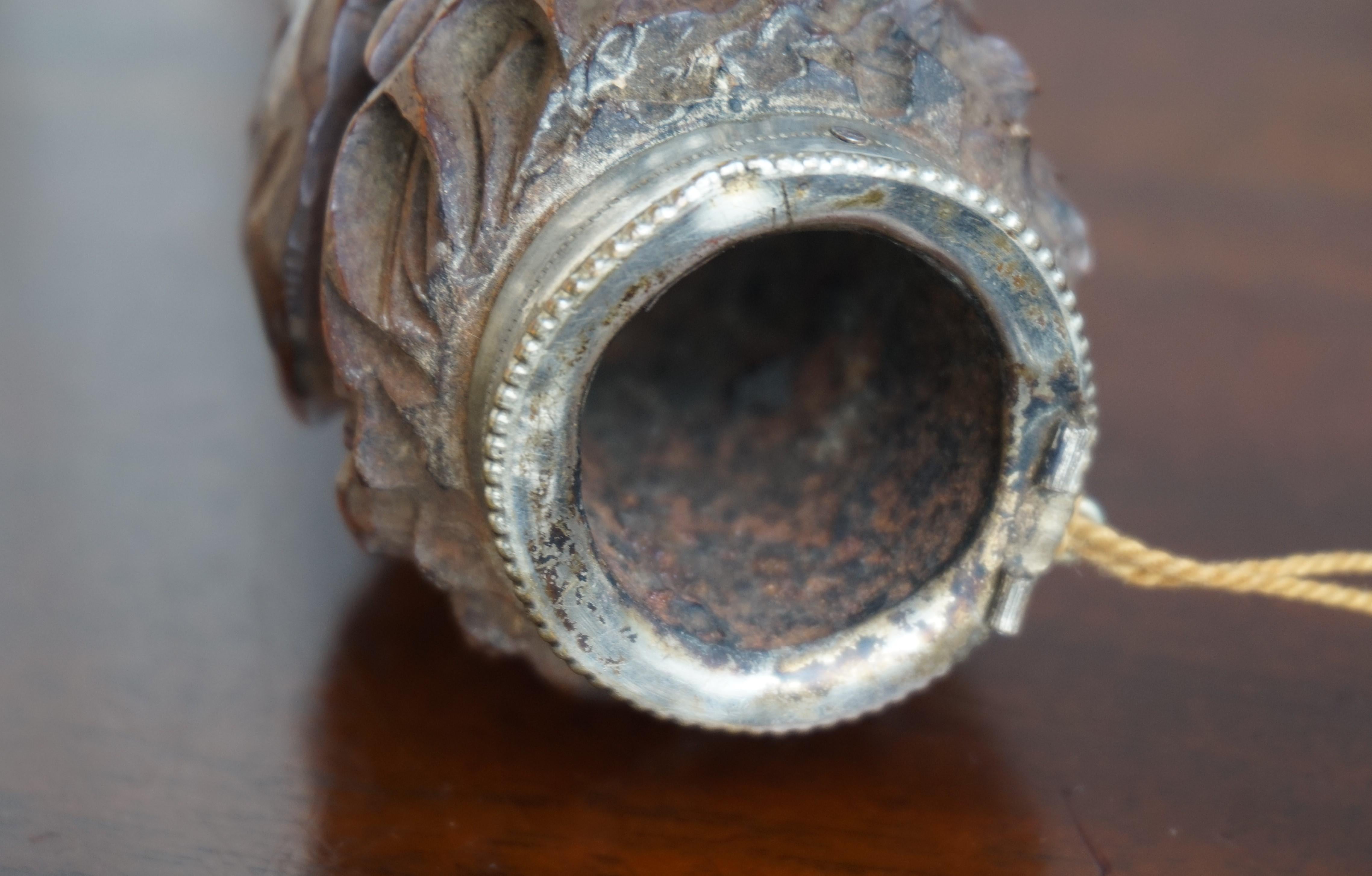 Antique Late 1800s Black Forest Pipe with Hand Carved Deer and Stag Sculptures 3