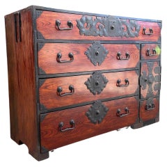 Antique Late 1800’s Japanese Cedar Tansu Chest of Drawers Dresser 