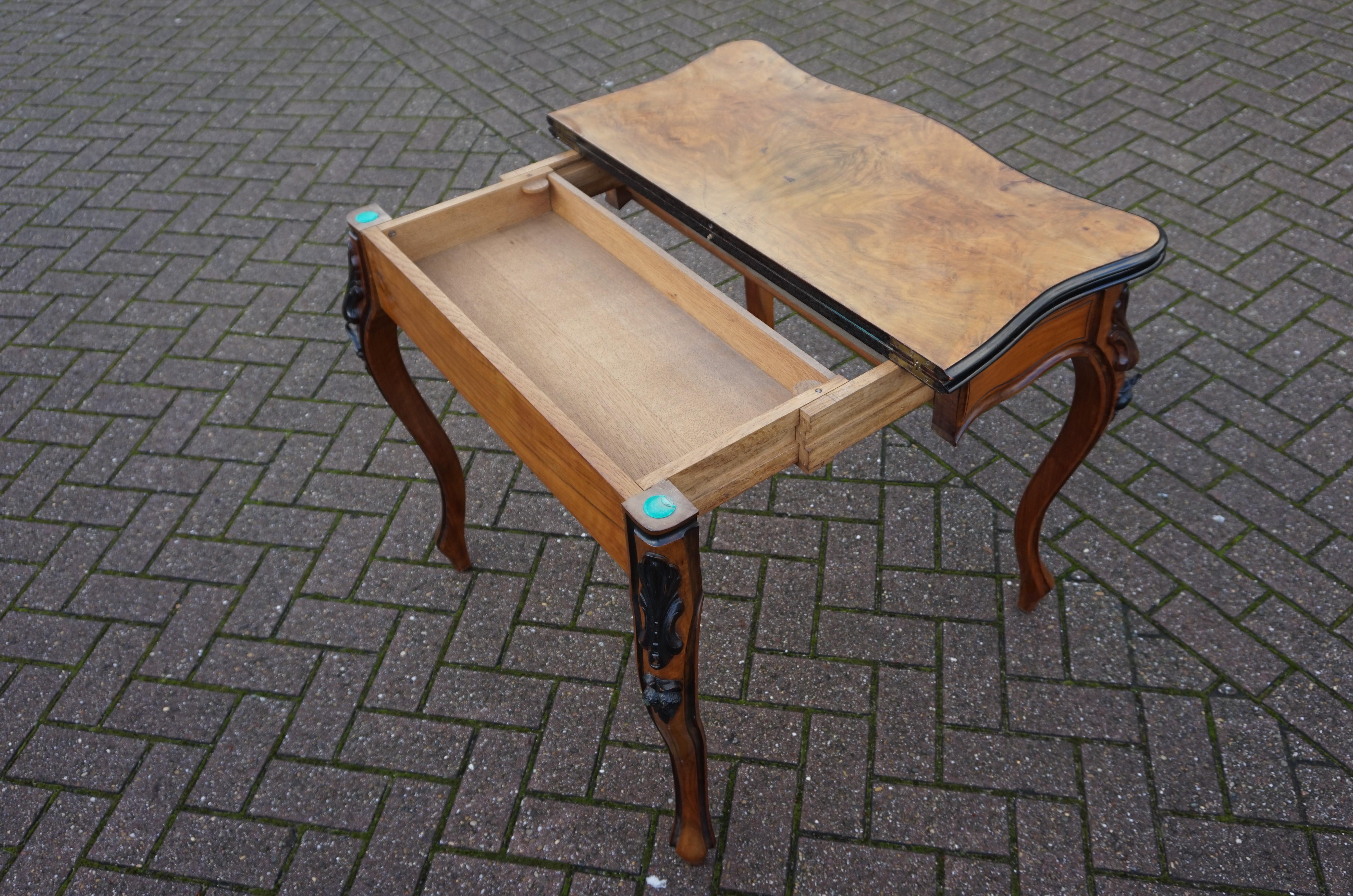 Antique Late 1800s Nutwood Side Table and Games Table with a Great Patina Horrix 4