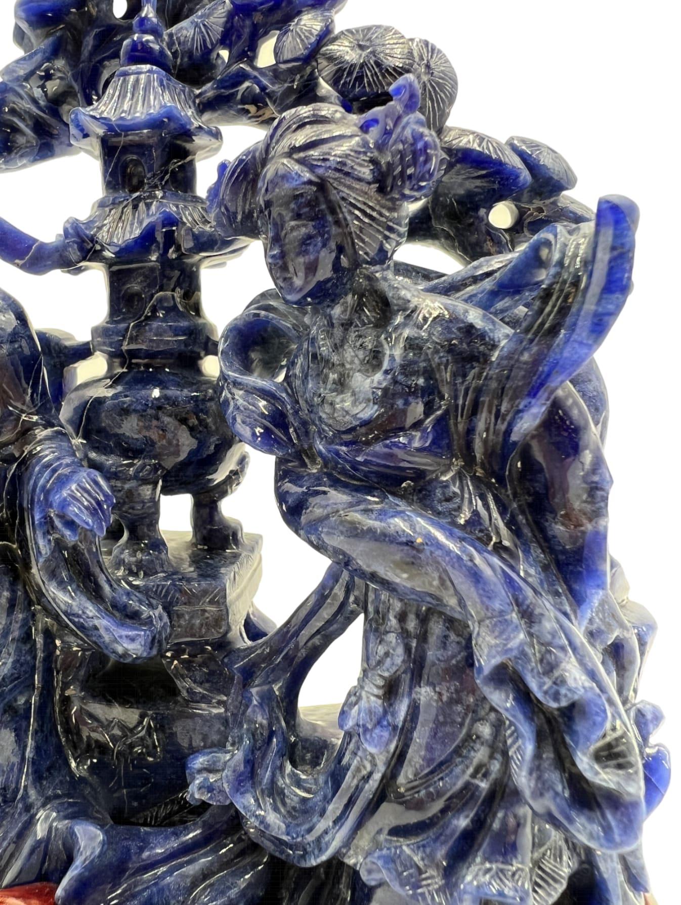 Chinese Carved Lapis Lazuli Figurine In Good Condition For Sale In Palm Beach Gardens, FL