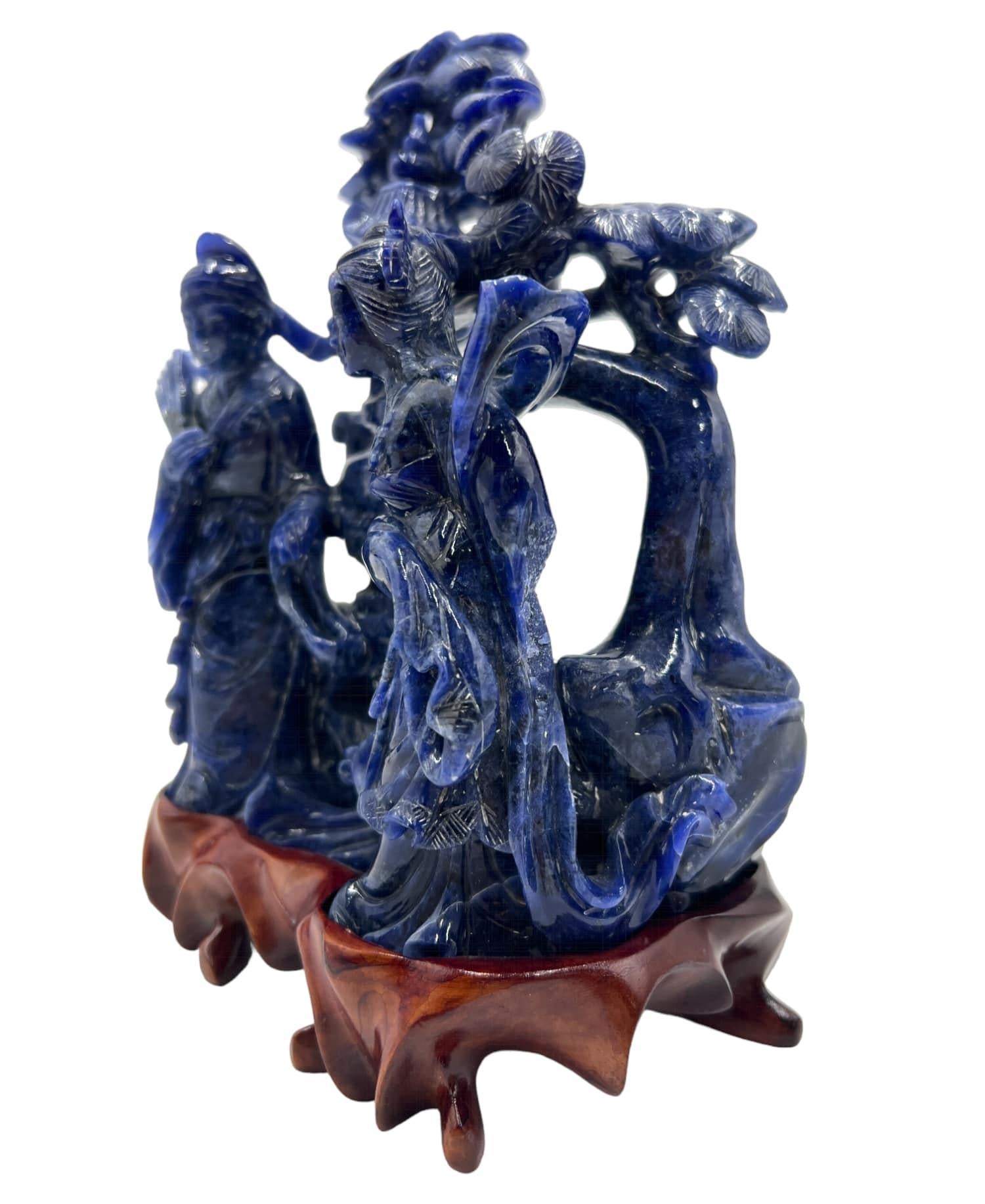 Mid-20th Century Chinese Carved Lapis Lazuli Figurine For Sale