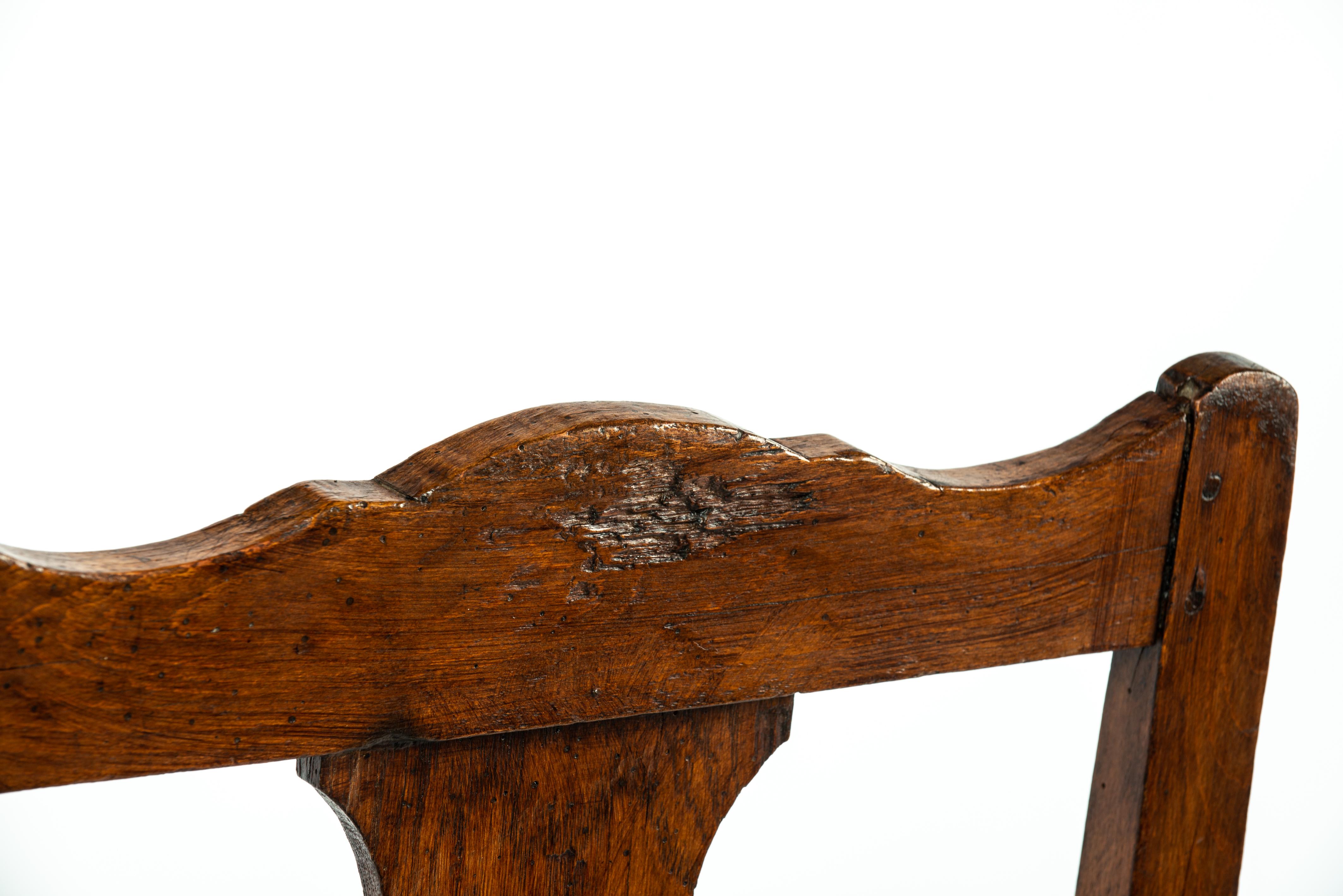 Antique Late 18th Century Dutch Oak and Beechwood Dark Honey Color Armchair For Sale 10