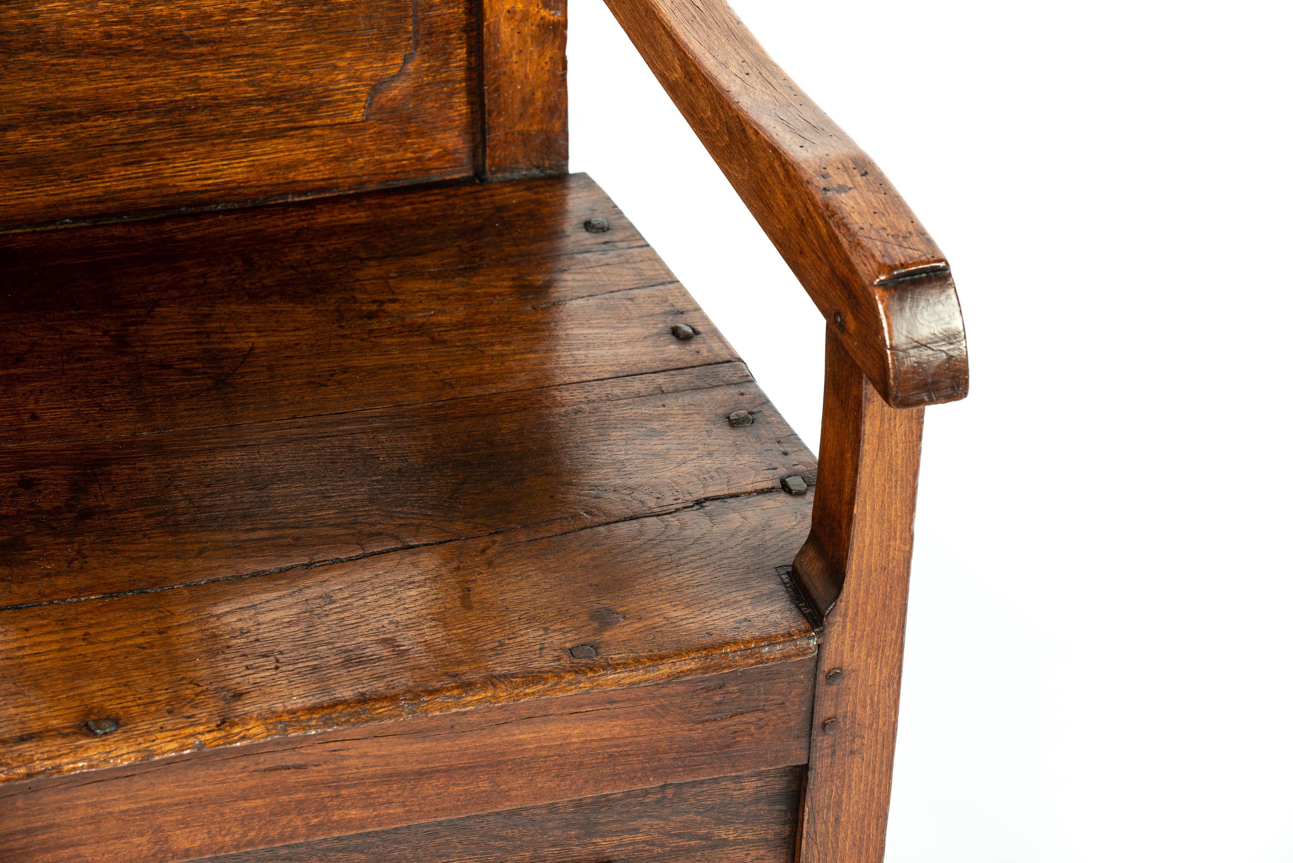 Antique Late 18th Century Dutch Oak and Beechwood Dark Honey Color Armchair For Sale 3