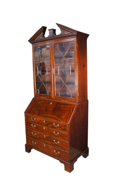 Antique Late 18th Century George III Mahogany Bureau Secretary Desk & Bookcase
